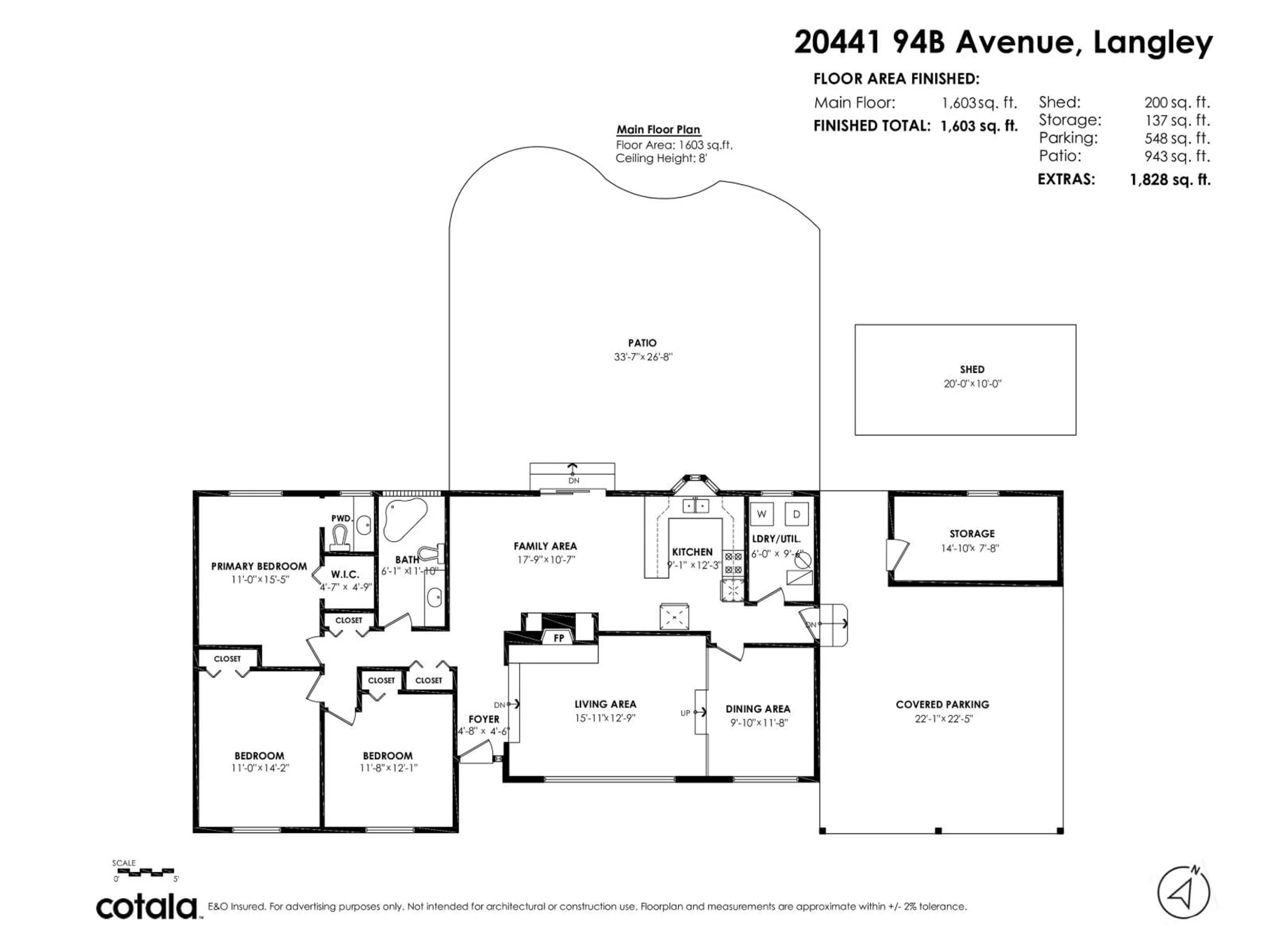 Floor plan for 20441 94B AVENUE, Langley British Columbia V1M1Y9