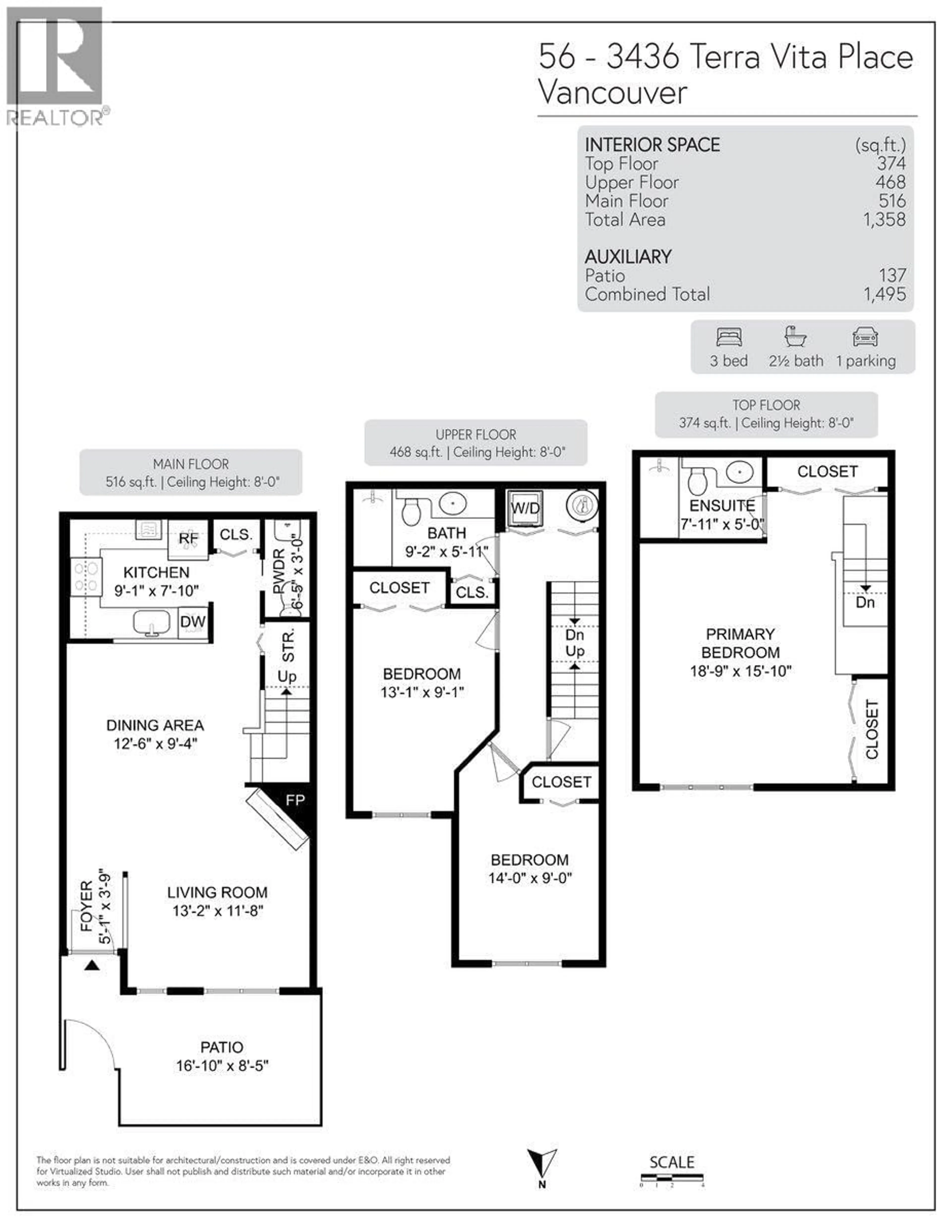 Floor plan for 56 - 3436 TERRA VITA PLACE, Vancouver British Columbia V5K5H6