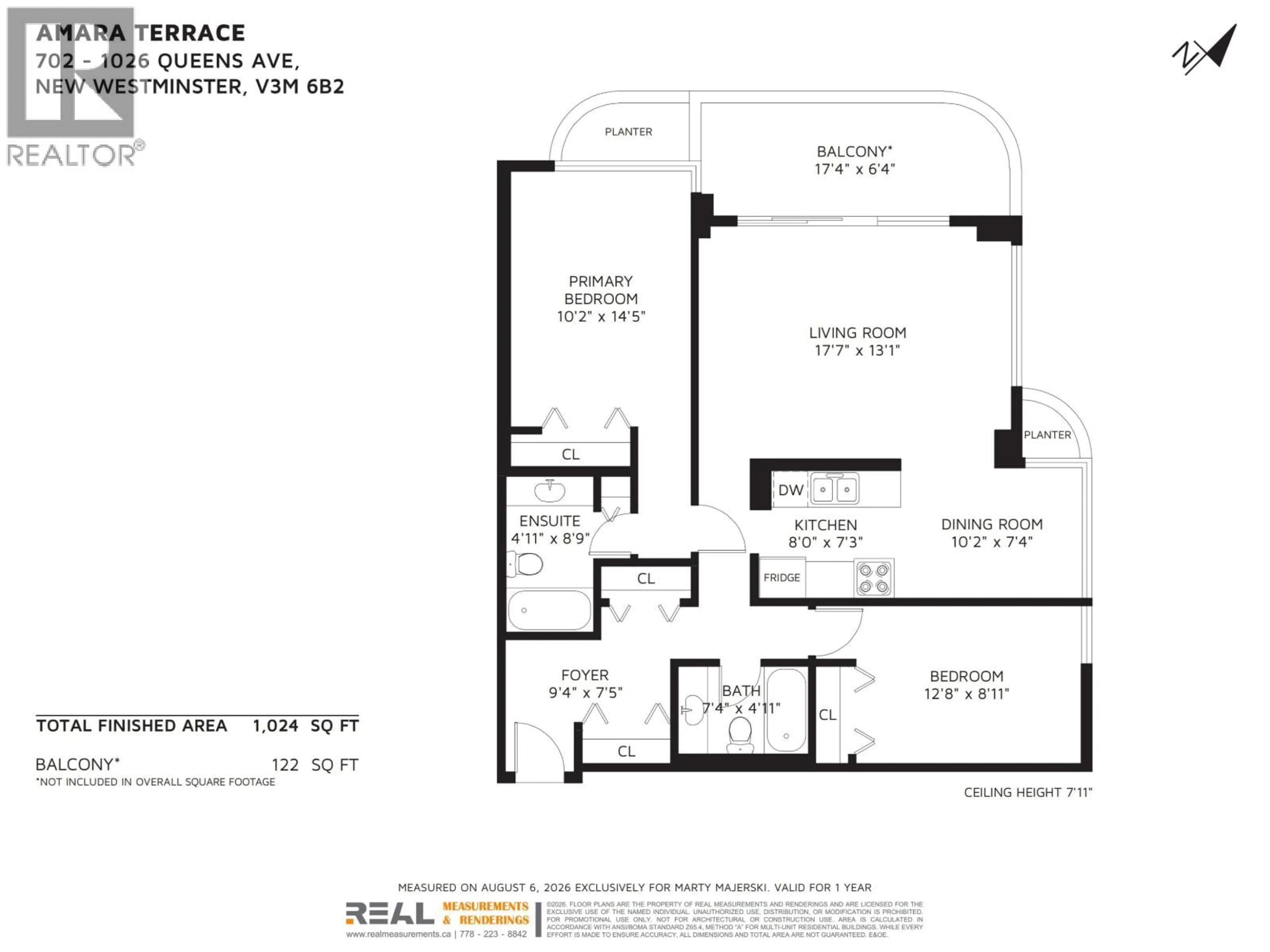 Floor plan for 702 - 1026 QUEENS AVENUE, New Westminster British Columbia V3M6B2