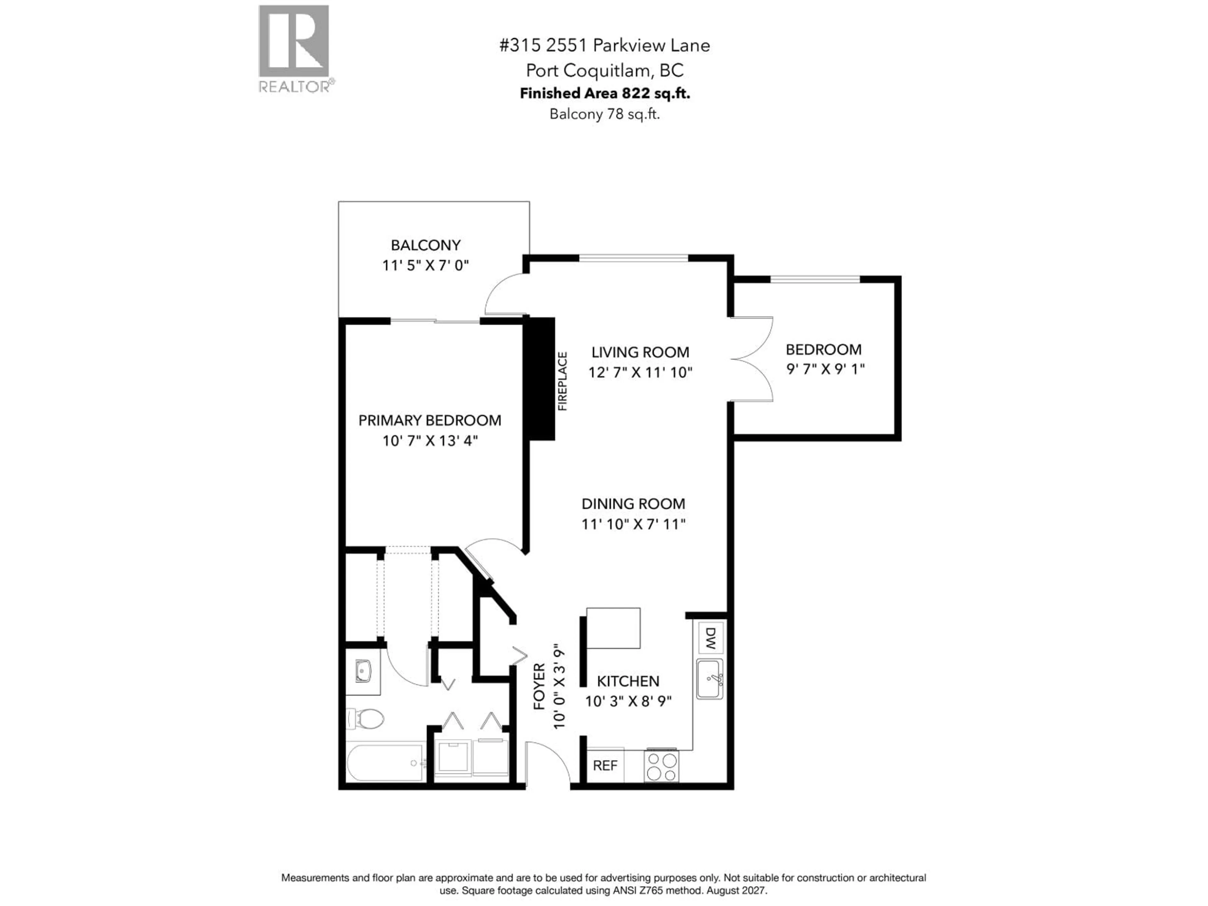 Floor plan for 315 - 2551 PARKVIEW LANE, Port Coquitlam British Columbia V3C6J8