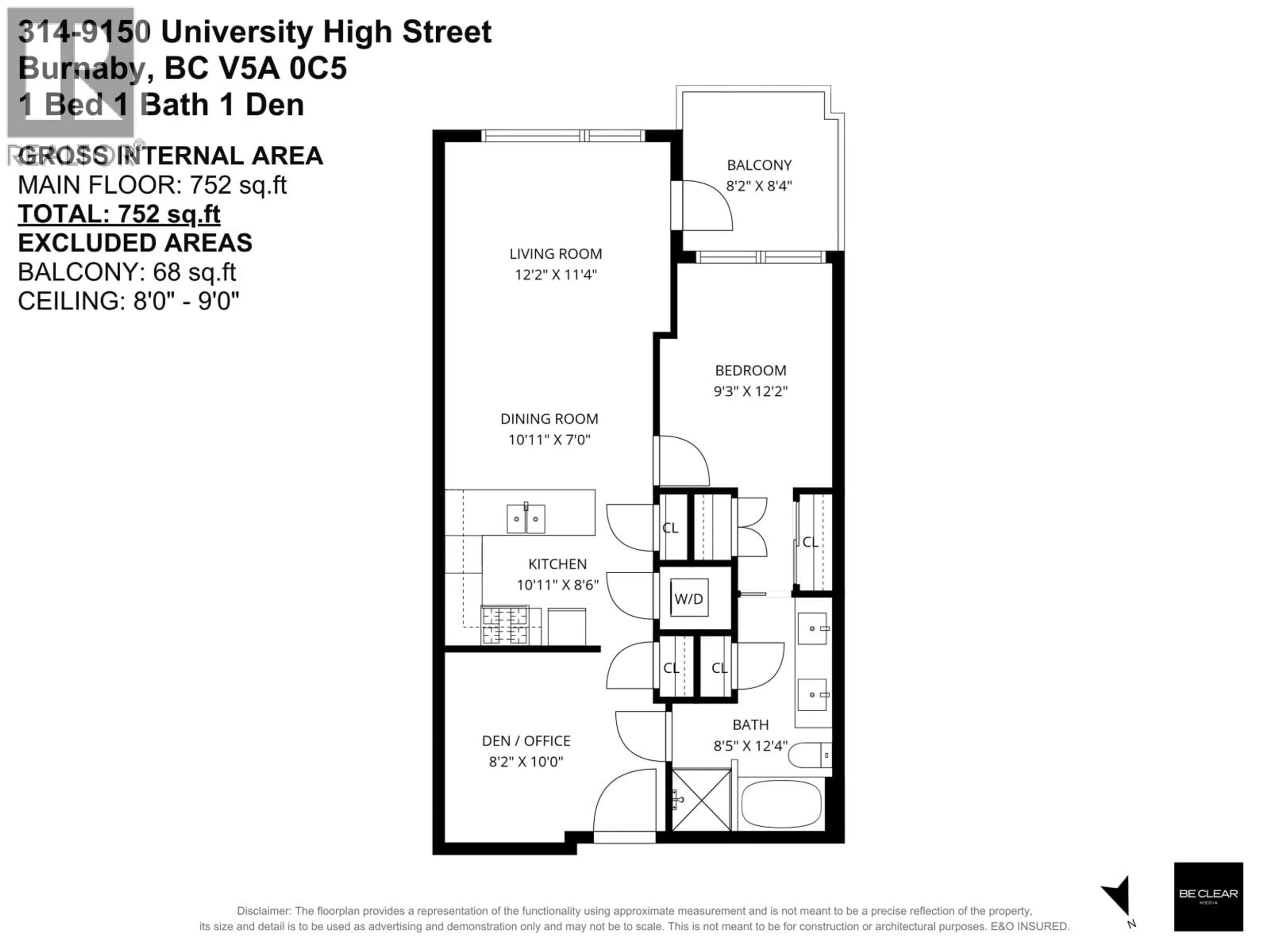 Floor plan for 314 - 9150 UNIVERSITY HIGH STREET, Burnaby British Columbia V5A0C5