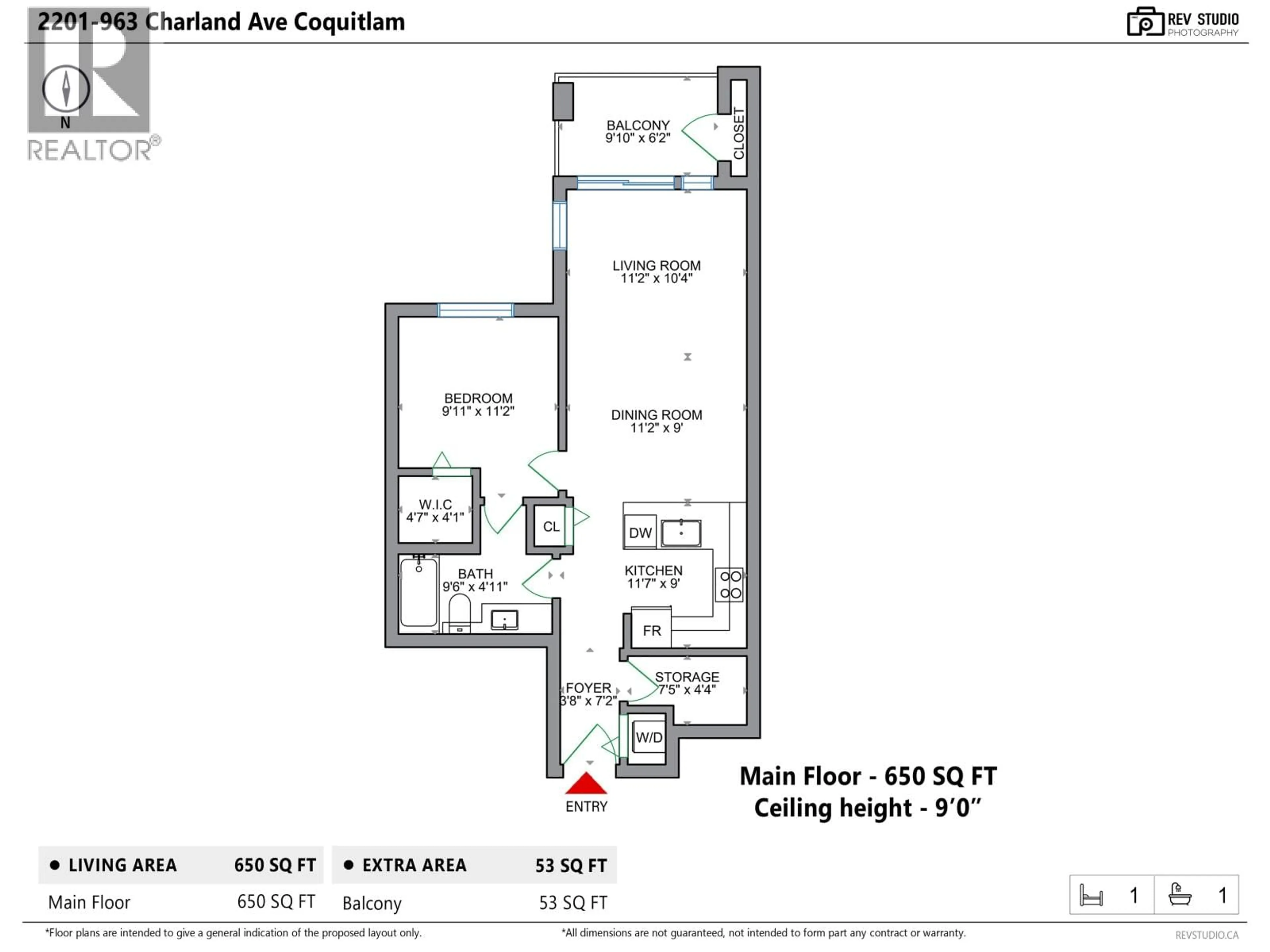 Floor plan for 2201 - 963 CHARLAND AVENUE, Coquitlam British Columbia V3K0E2