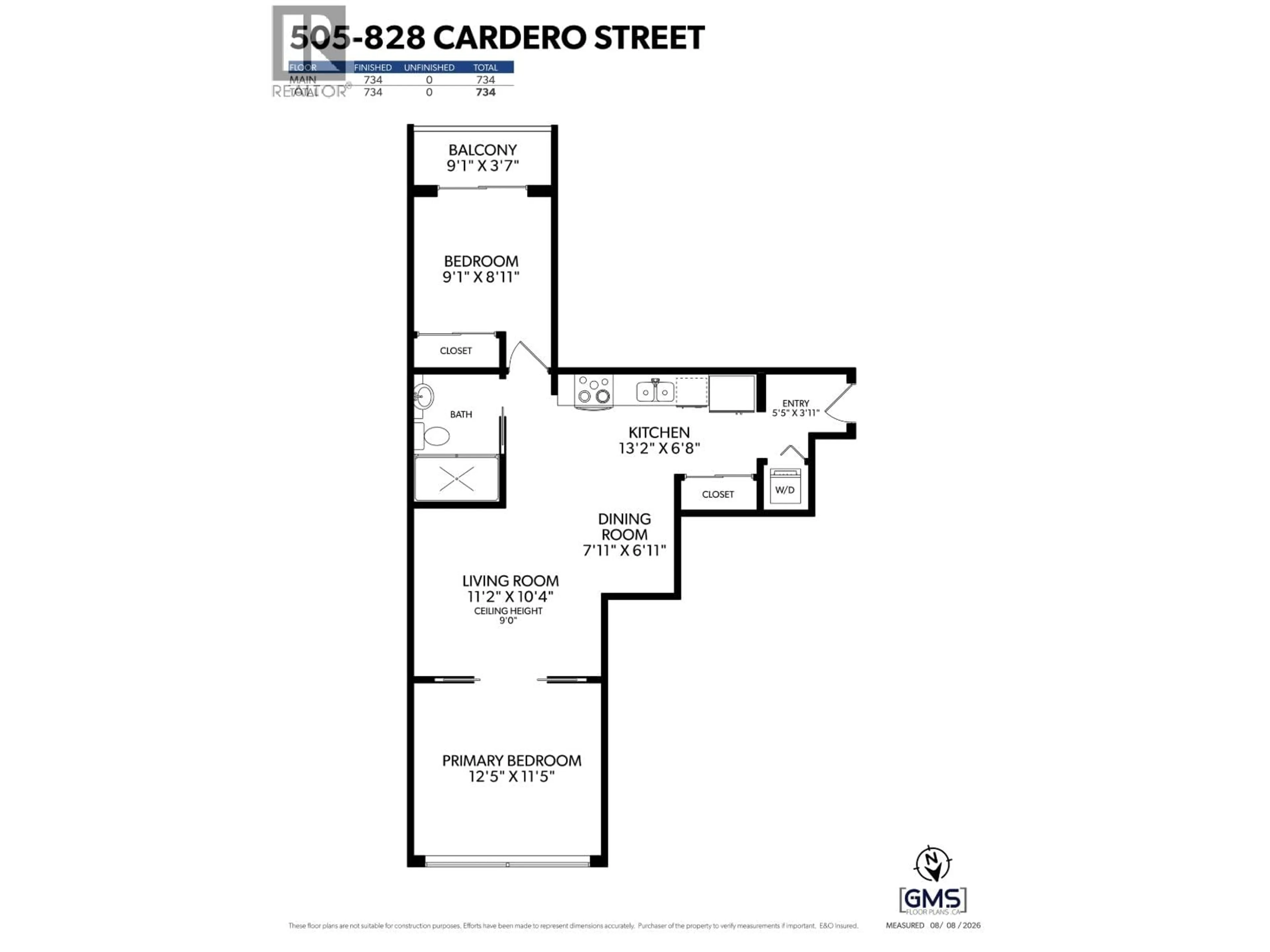 Floor plan for 505 - 828 CARDERO STREET, Vancouver British Columbia V6G2G5