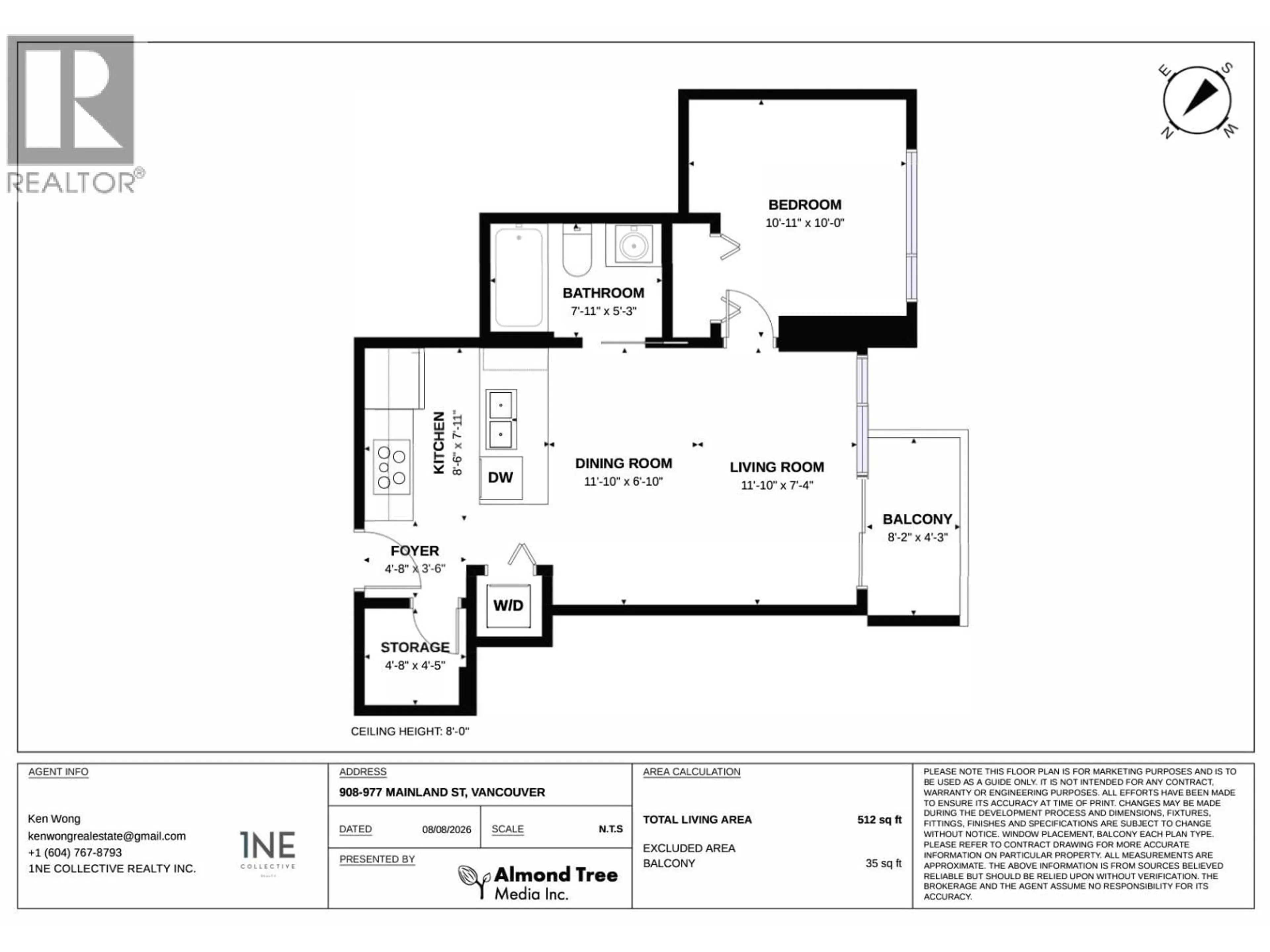 Floor plan for 908 - 977 MAINLAND STREET, Vancouver British Columbia V6B1T2