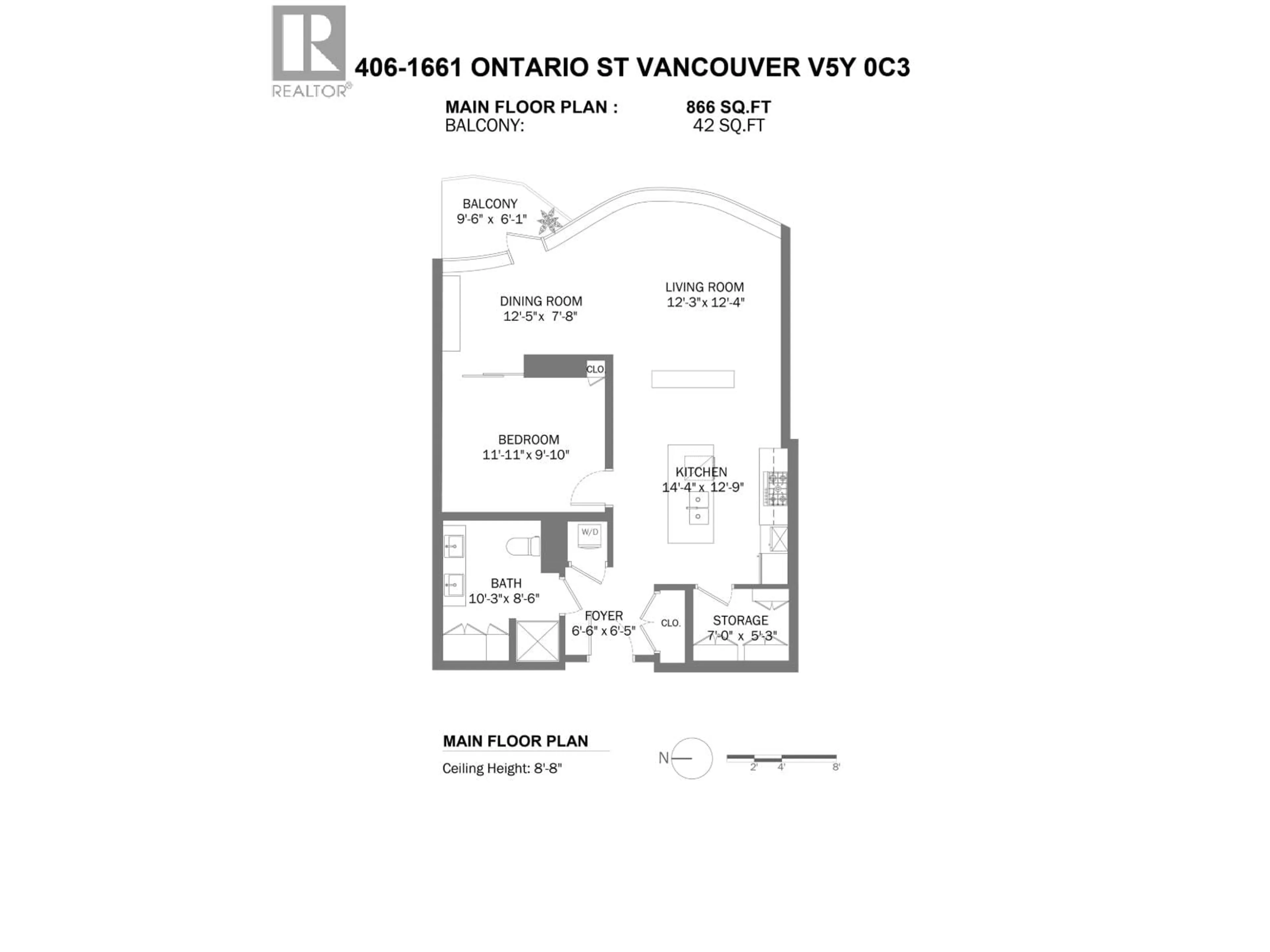 Floor plan for 406 - 1661 ONTARIO STREET, Vancouver British Columbia V5Y0C3