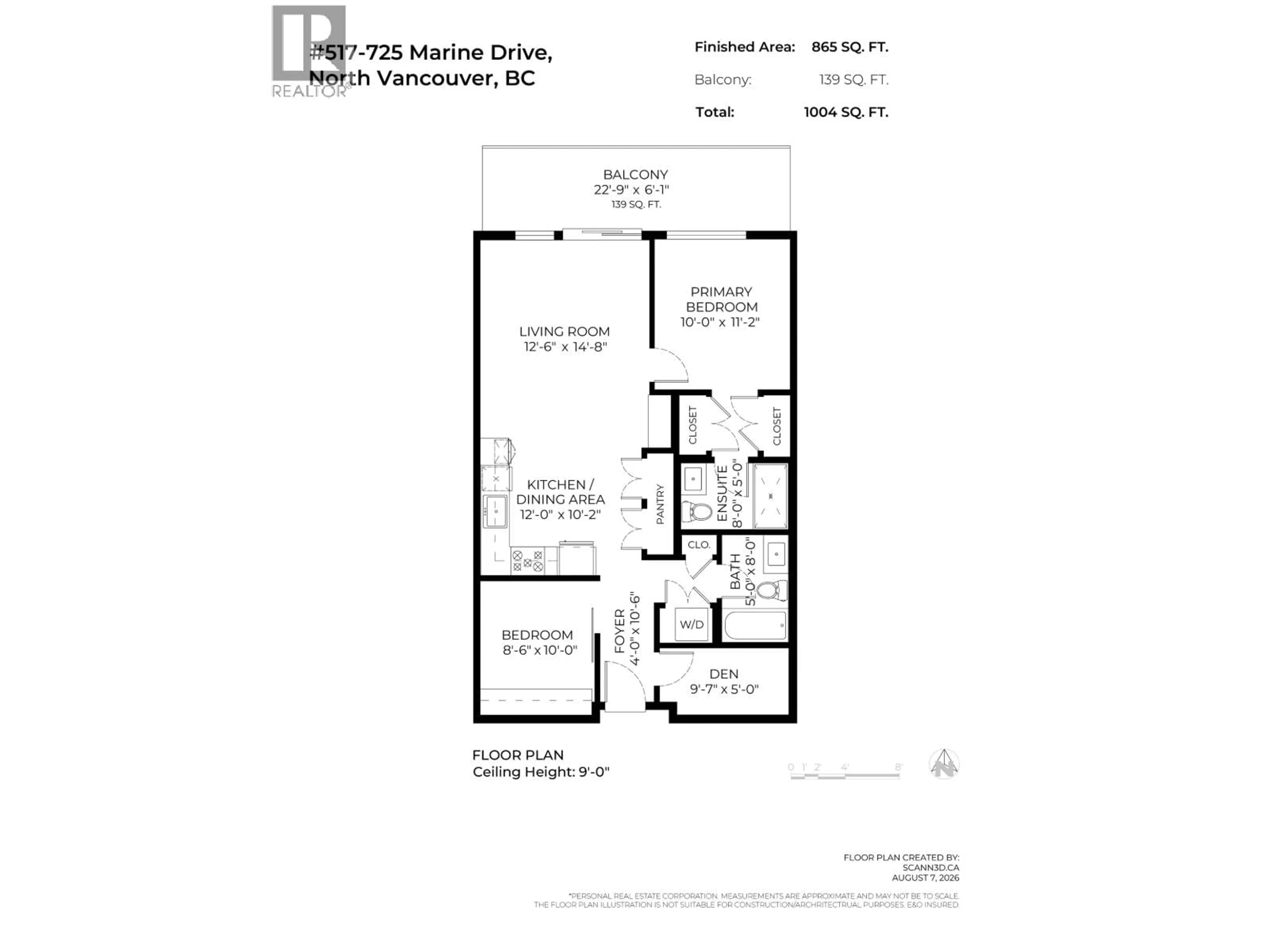 Floor plan for 517 - 725 MARINE DRIVE, North Vancouver British Columbia V7M0G2