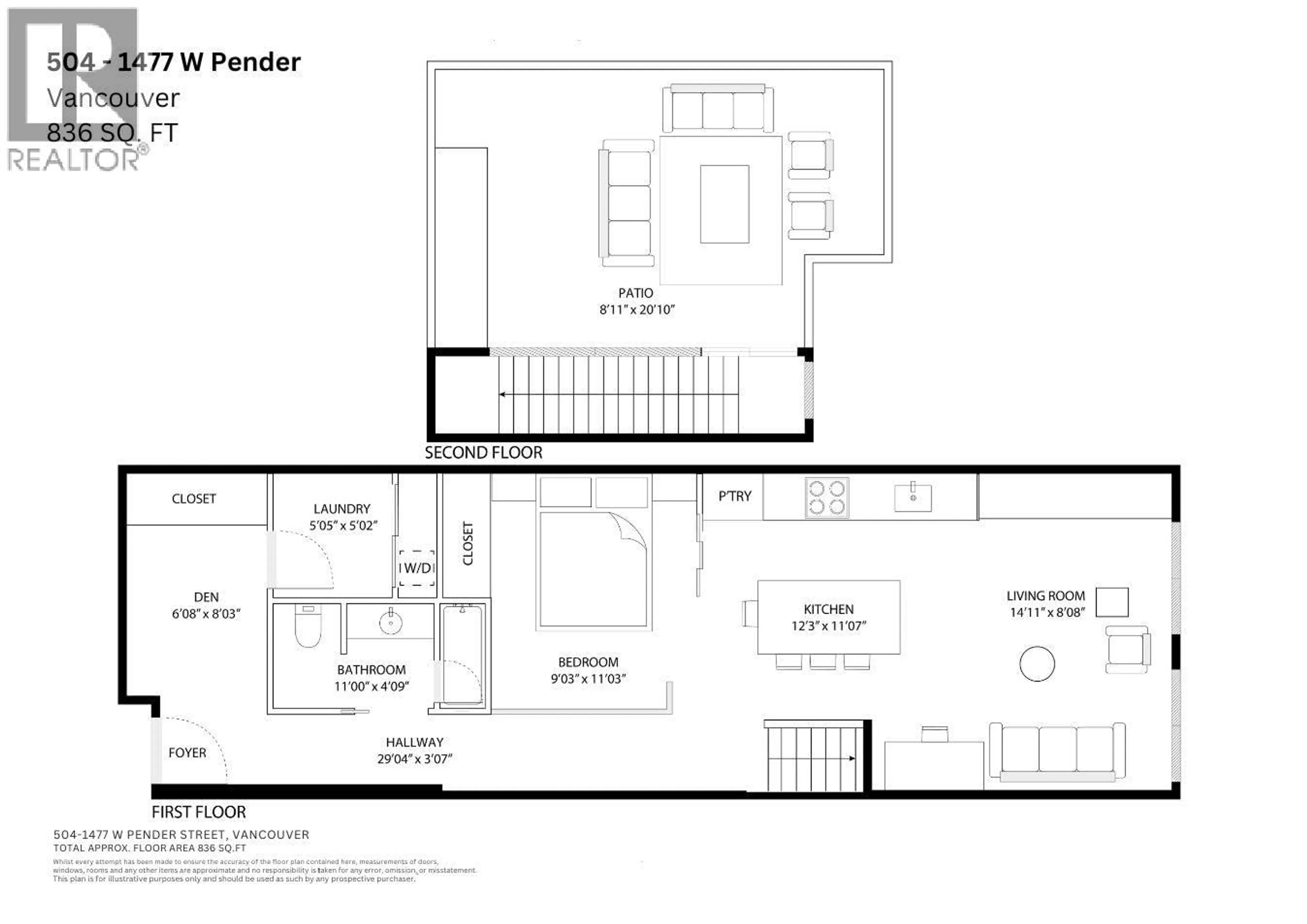 Floor plan for 504 - 1477 PENDER STREET, Vancouver British Columbia V6G2S3