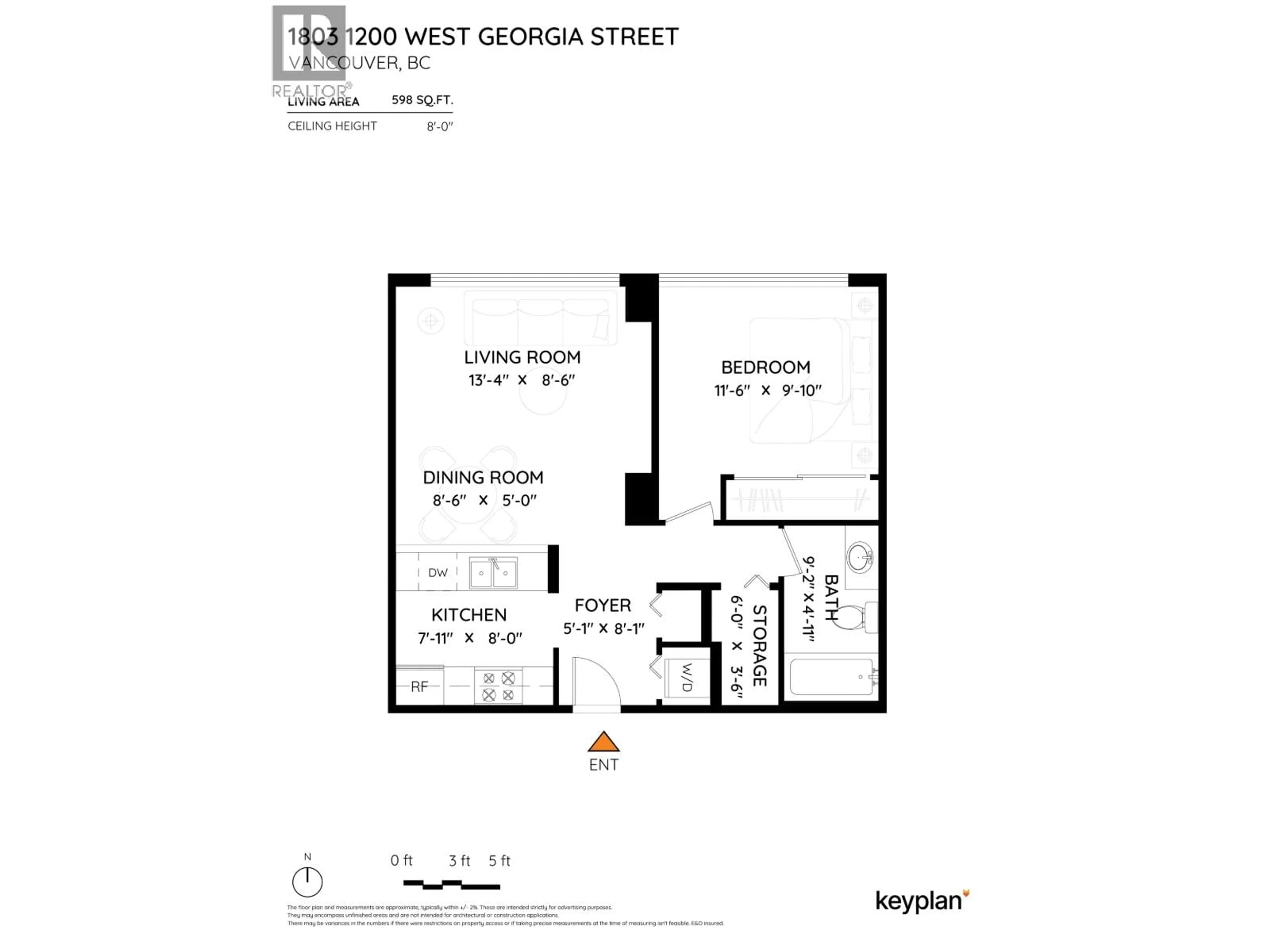 Floor plan for 1803 - 1200 GEORGIA STREET, Vancouver British Columbia V6E4R2