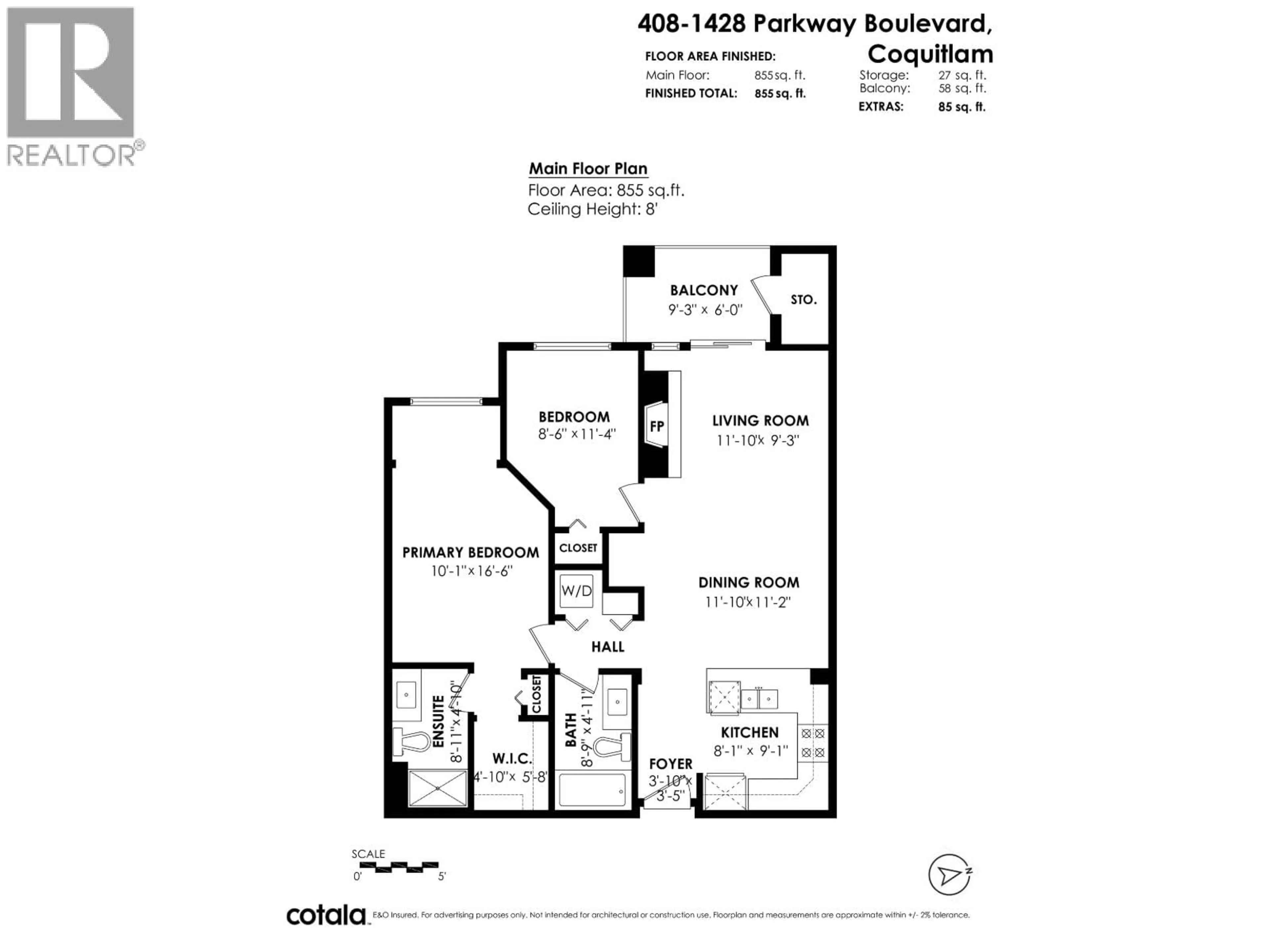 Floor plan for 408 - 1428 PARKWAY BOULEVARD, Coquitlam British Columbia V3E3L8