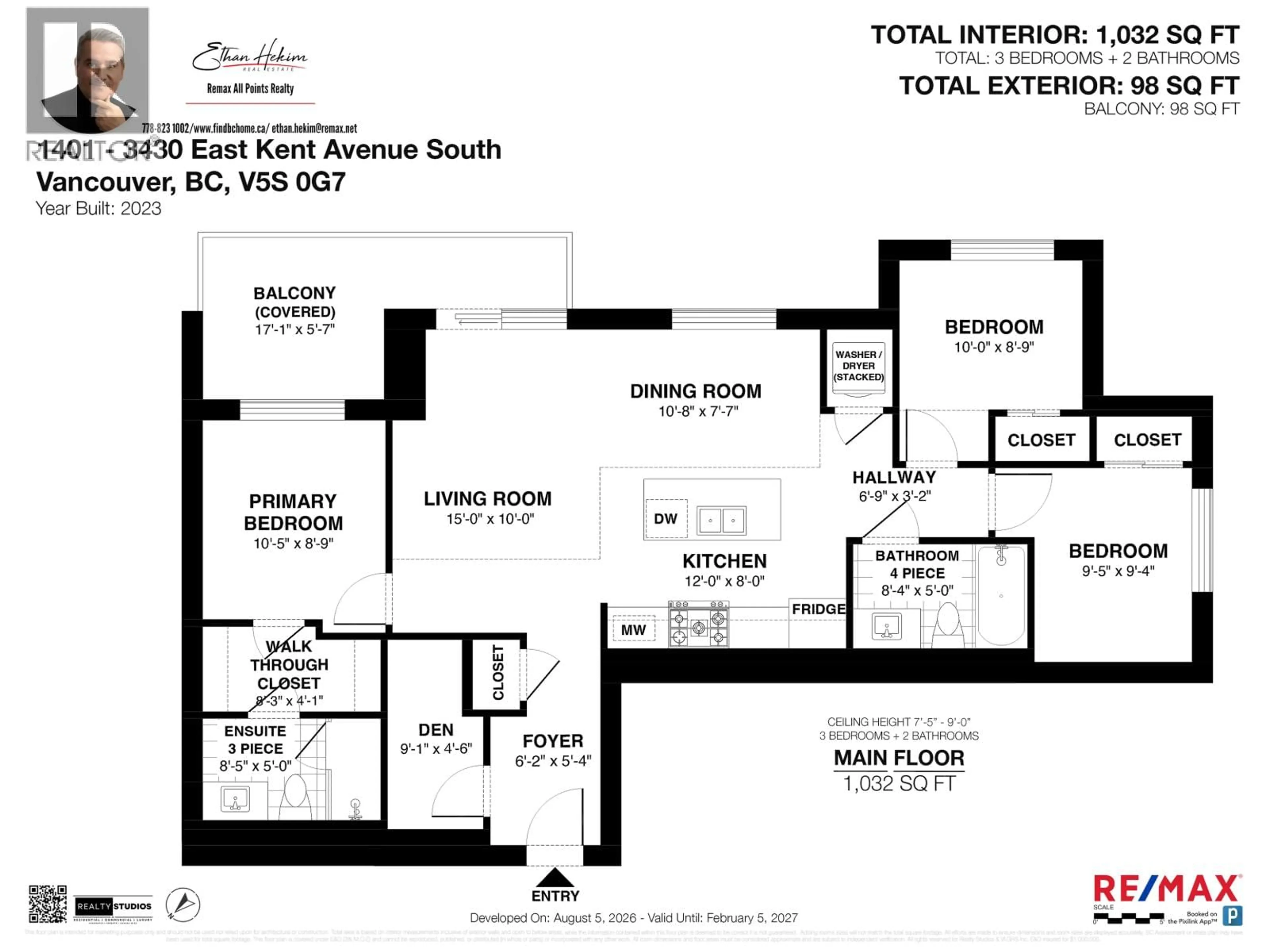 Floor plan for 1401 - 3430 KENT AVENUE, Vancouver British Columbia V5S0G7