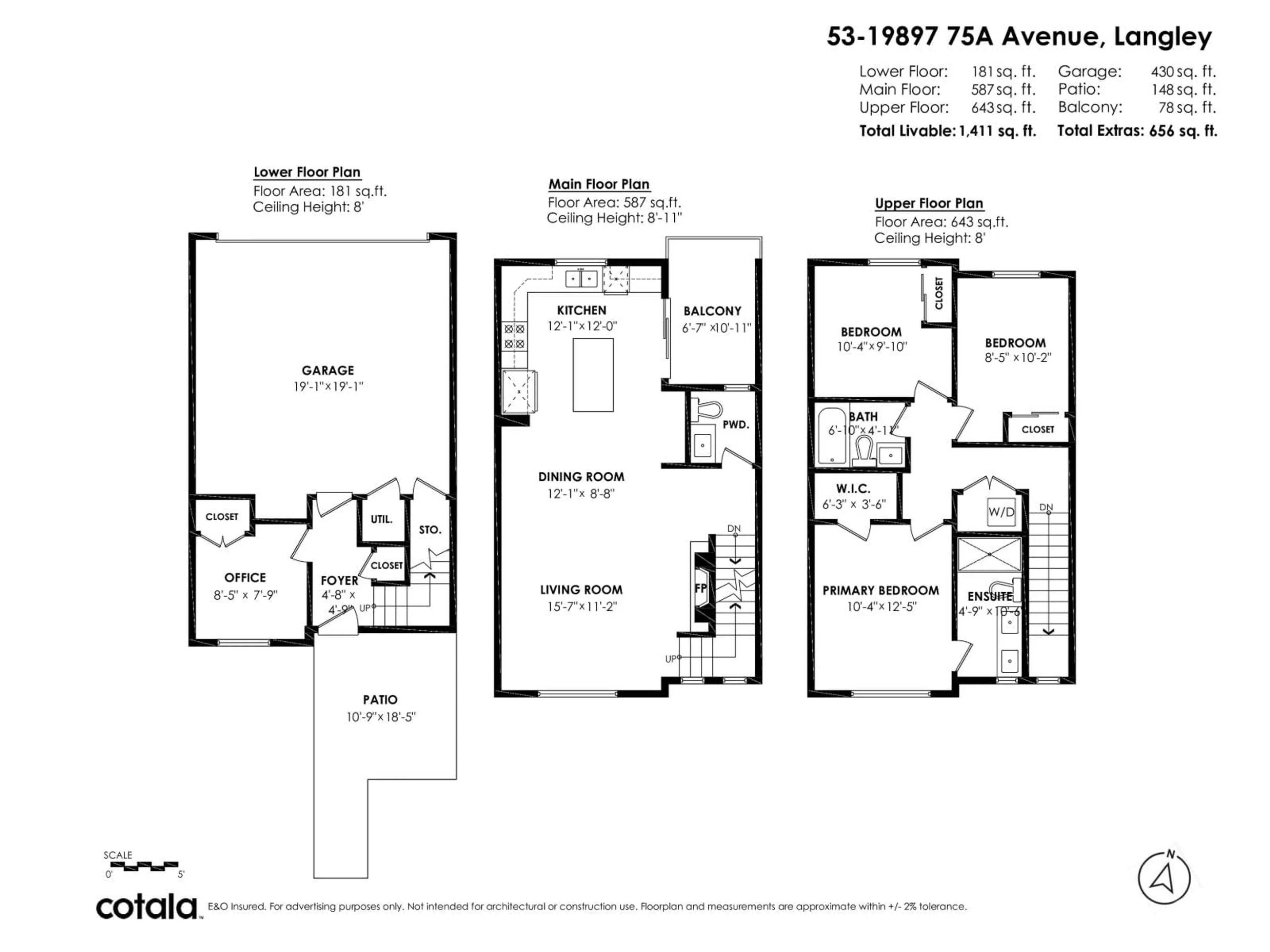 Floor plan for 53 - 19897 75A AVENUE, Langley British Columbia V2Y3S2