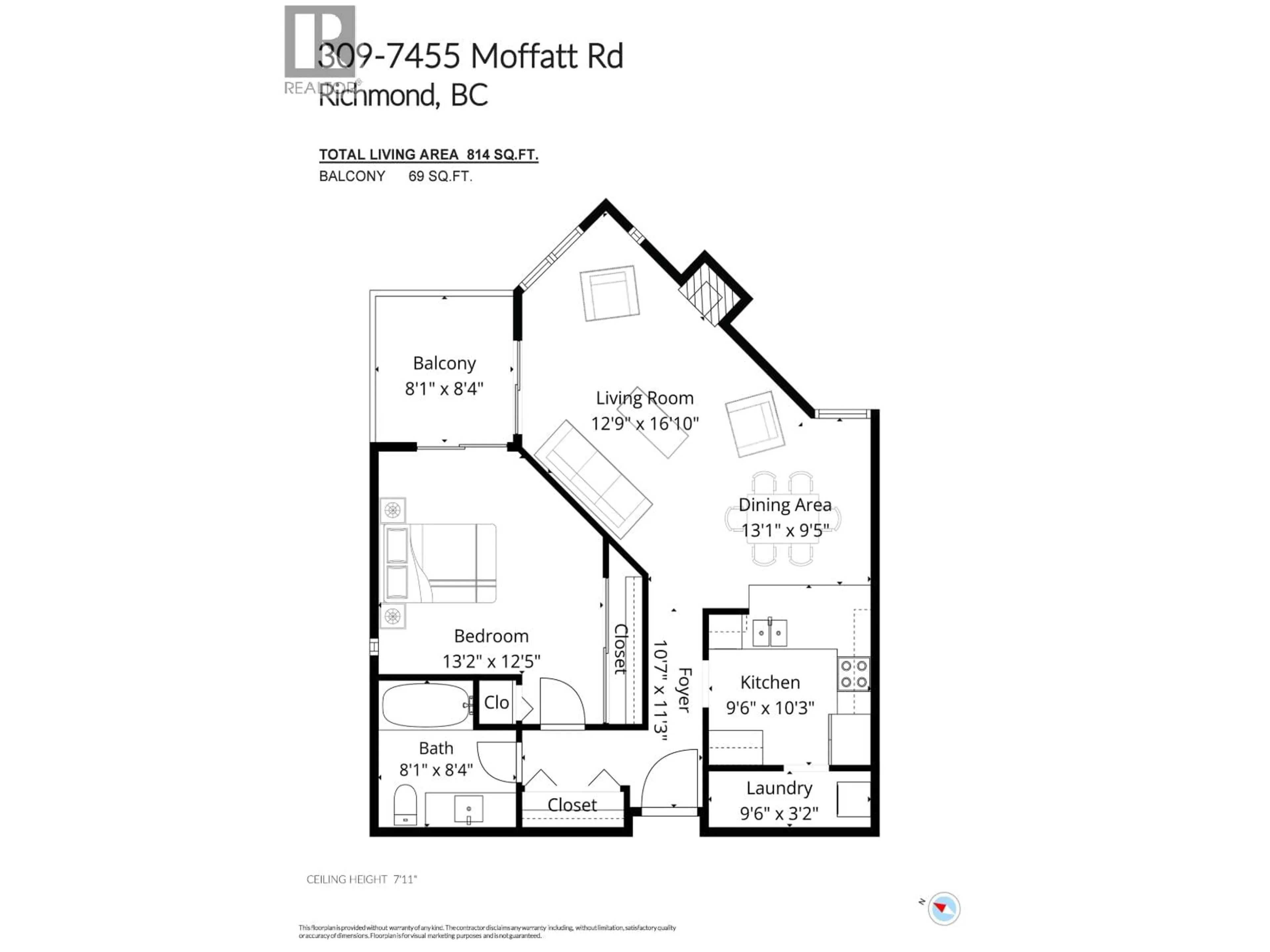 Floor plan for 309 - 7455 MOFFATT ROAD, Richmond British Columbia V6Y1X9
