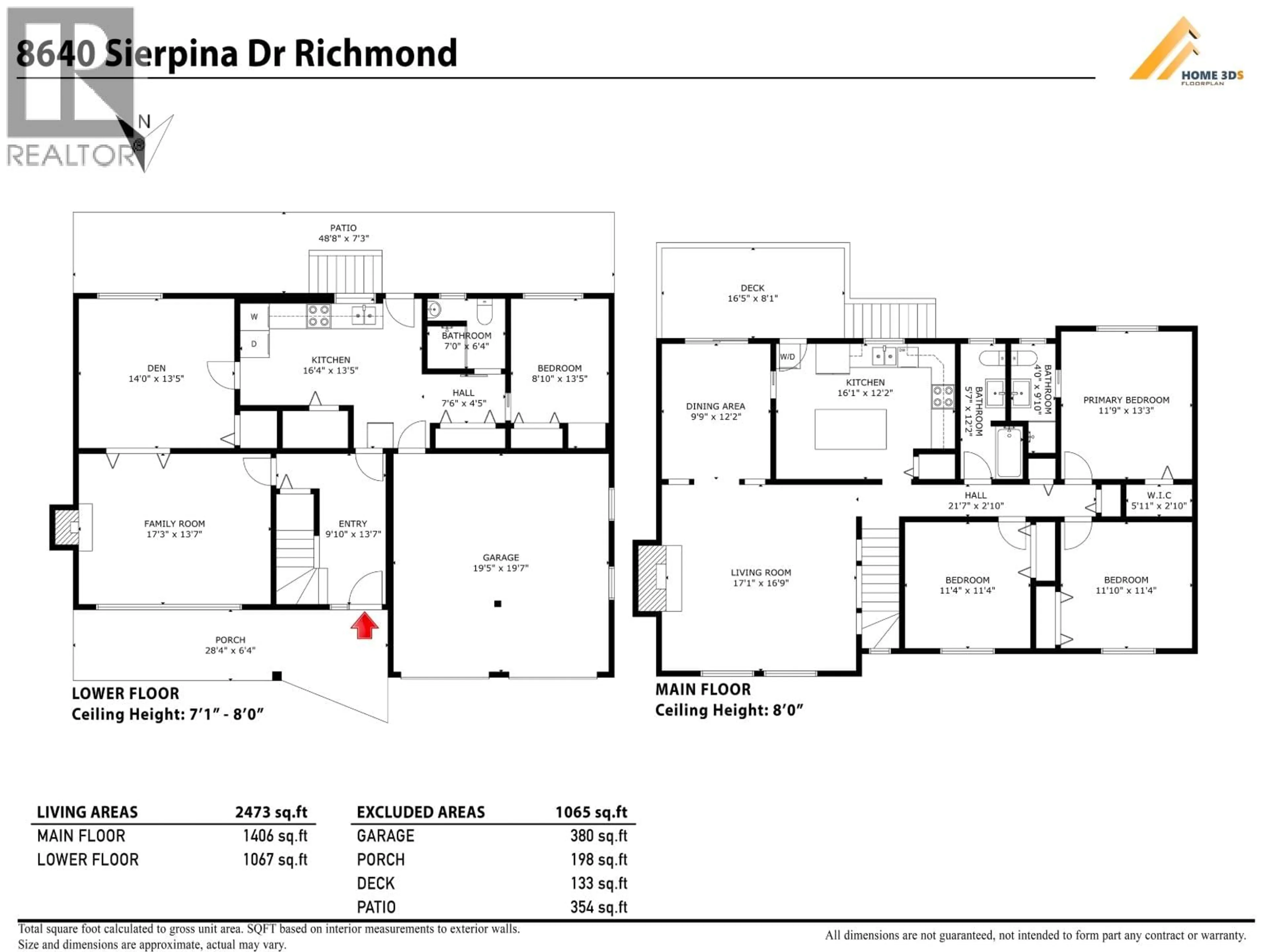 Floor plan for 8640 SIERPINA DRIVE, Richmond British Columbia V7A4M9
