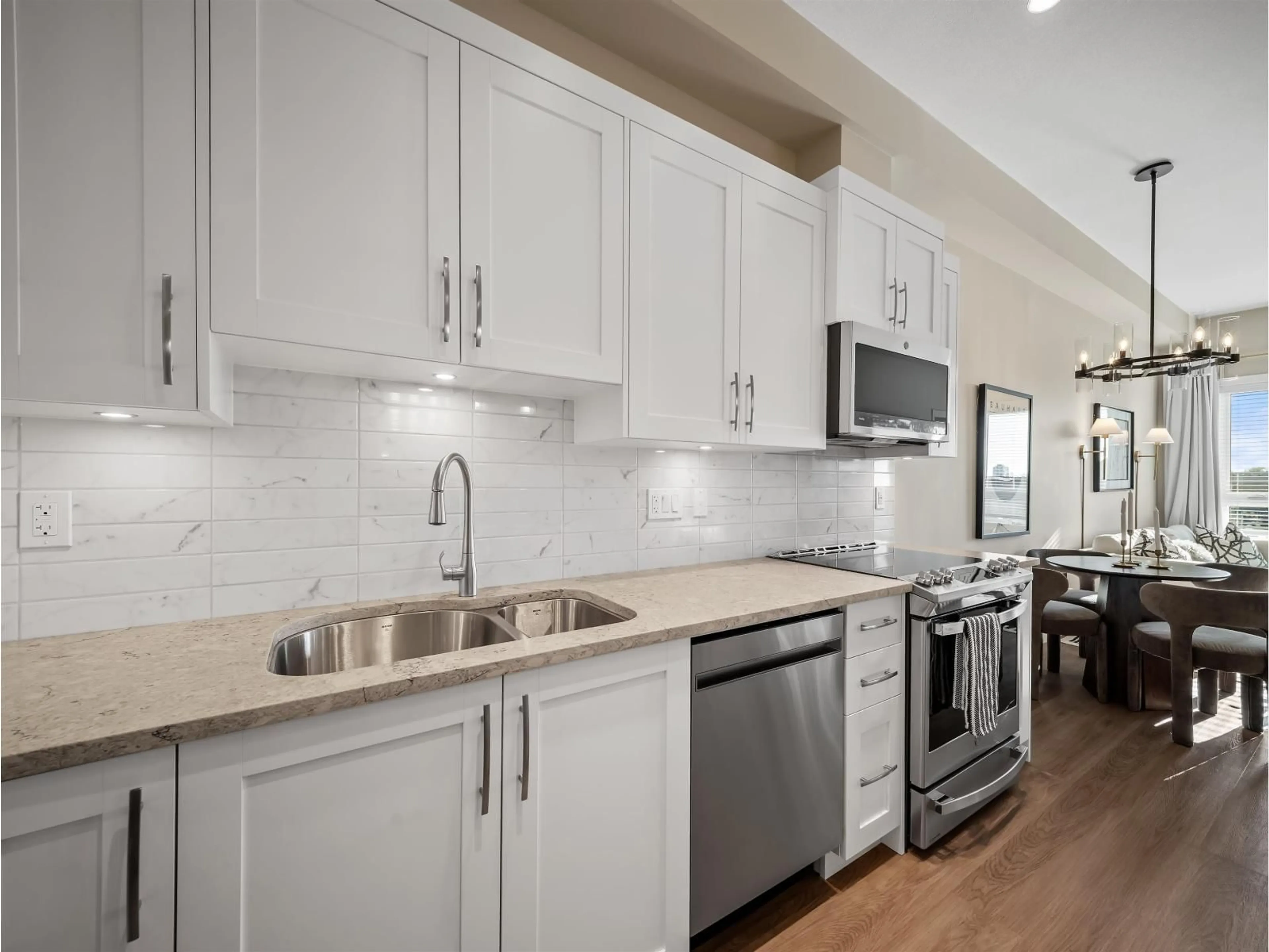 Open concept kitchen, ceramic/tile floor for A432 - 8233 208B STREET STREET, Langley British Columbia V2Y4M7