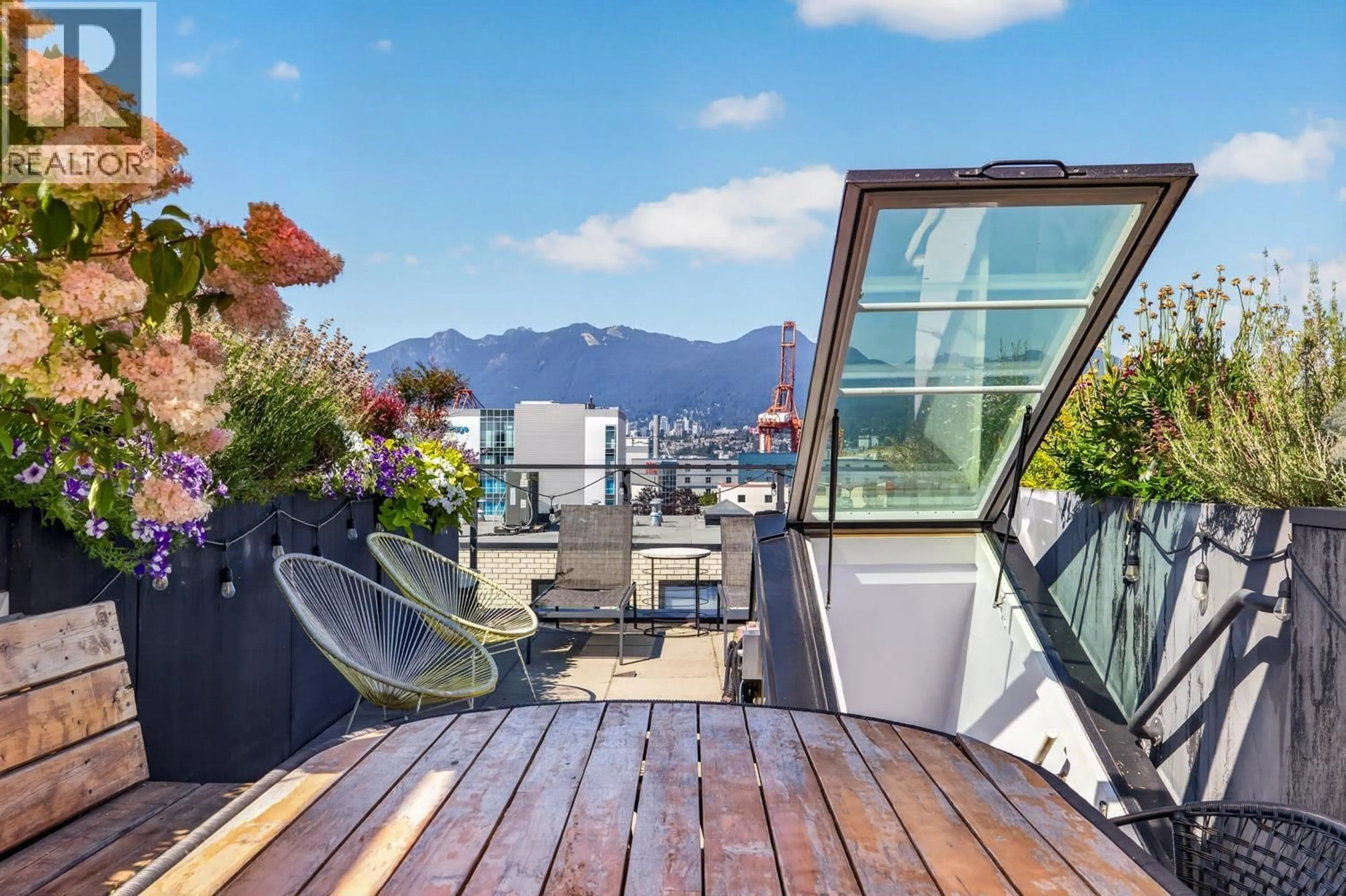 Balcony in the apartment, mountain view for 305 - 1647 PENDER STREET, Vancouver British Columbia V5L1W2
