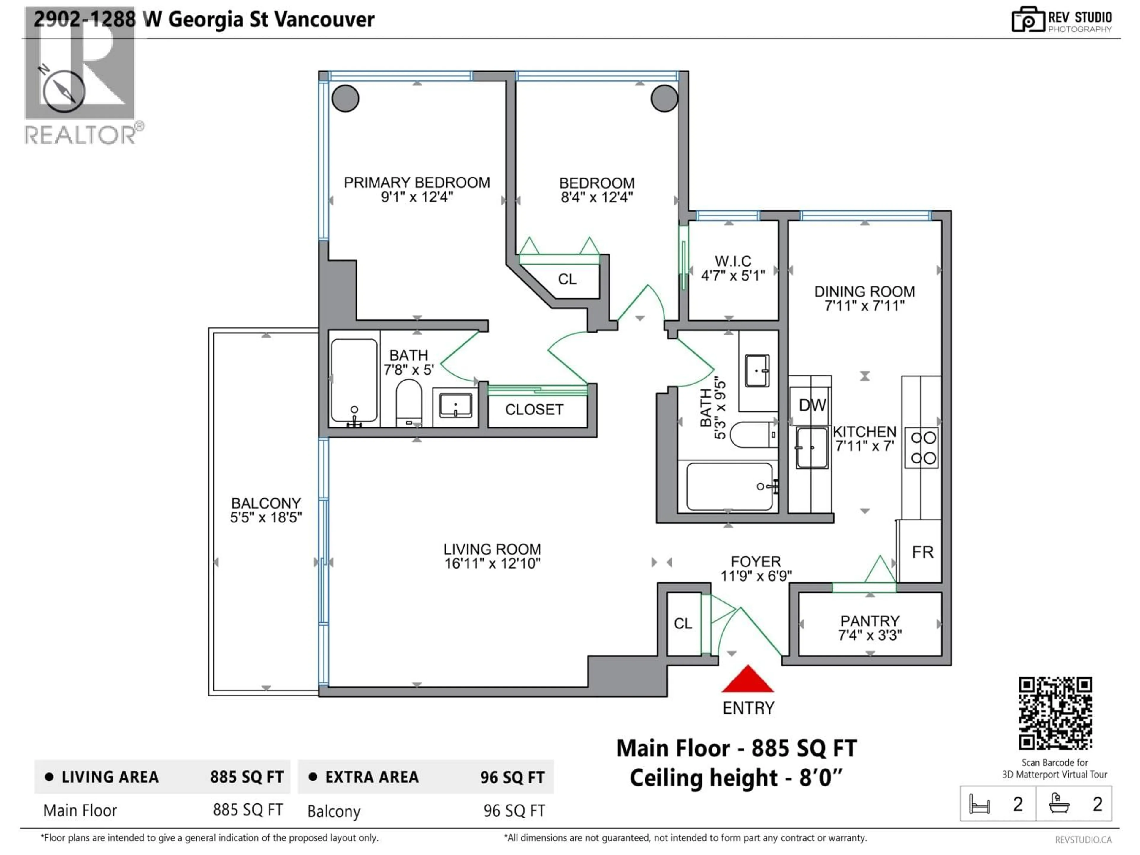 Floor plan for 2902 - 1288 GEORGIA STREET, Vancouver British Columbia V6E4R3