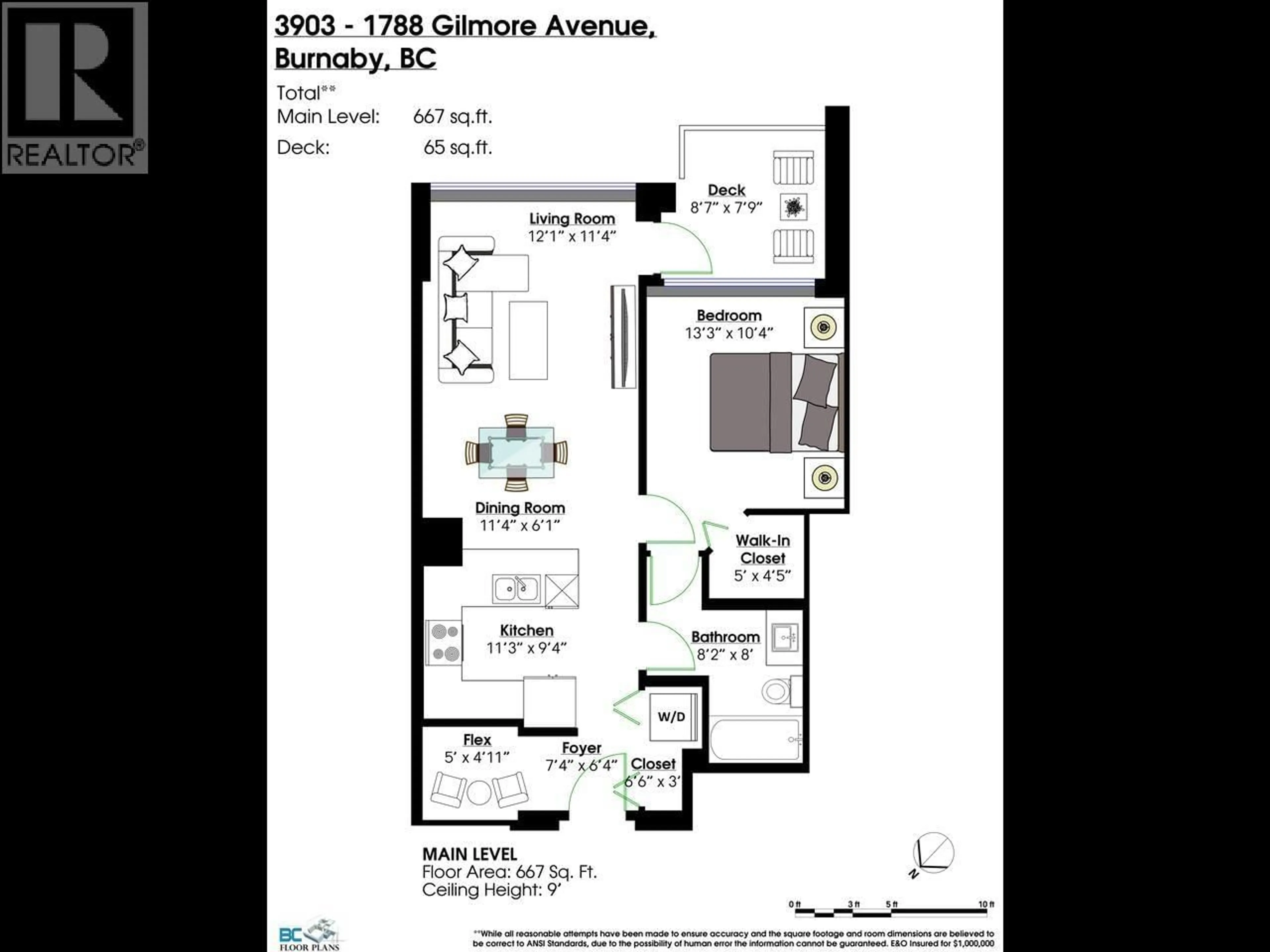 Floor plan for 3903 - 1788 GILMORE AVENUE, Burnaby British Columbia V5C0L5