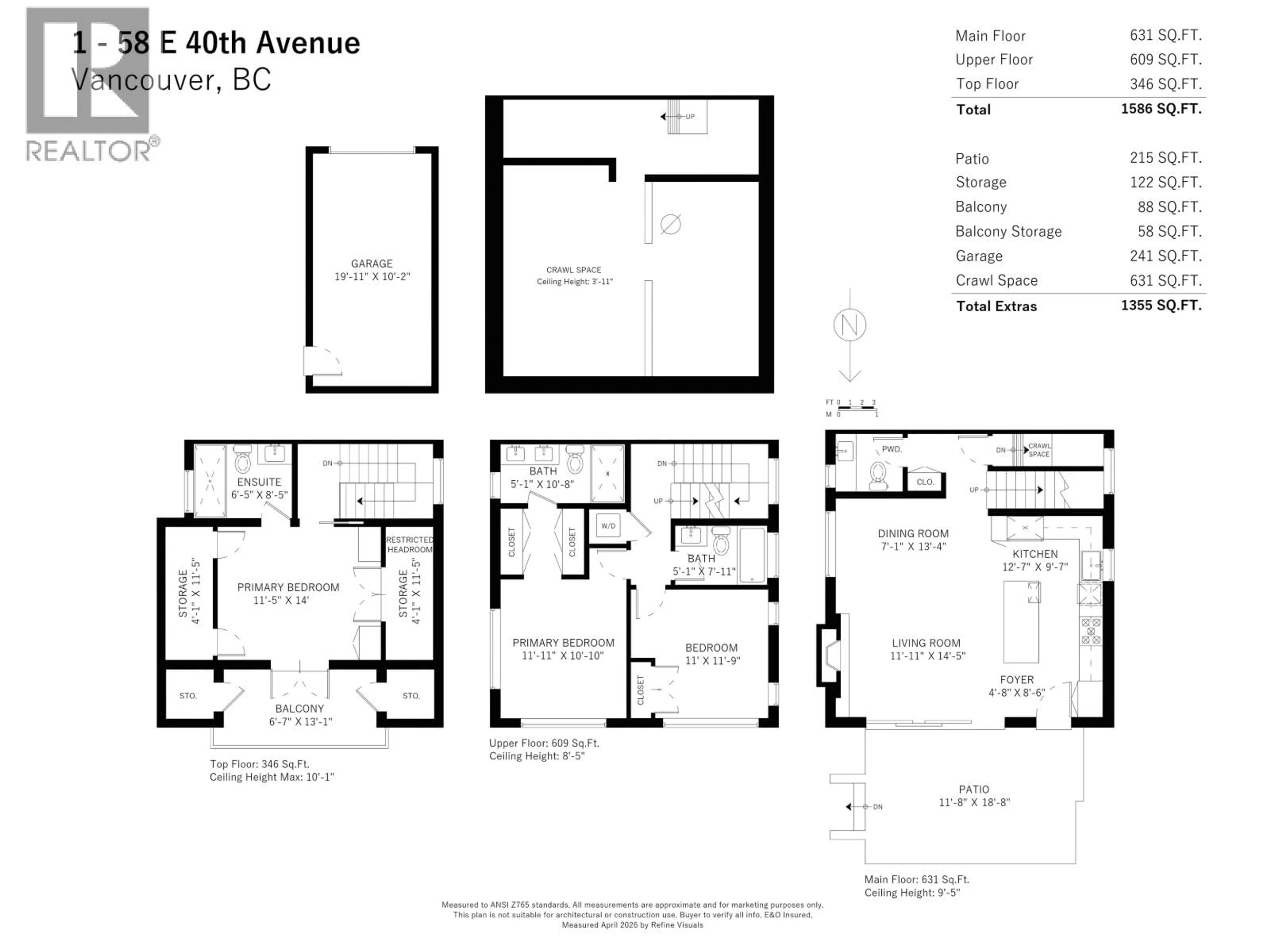 Floor plan for 1 - 58 40TH AVENUE, Vancouver British Columbia V5W1L4