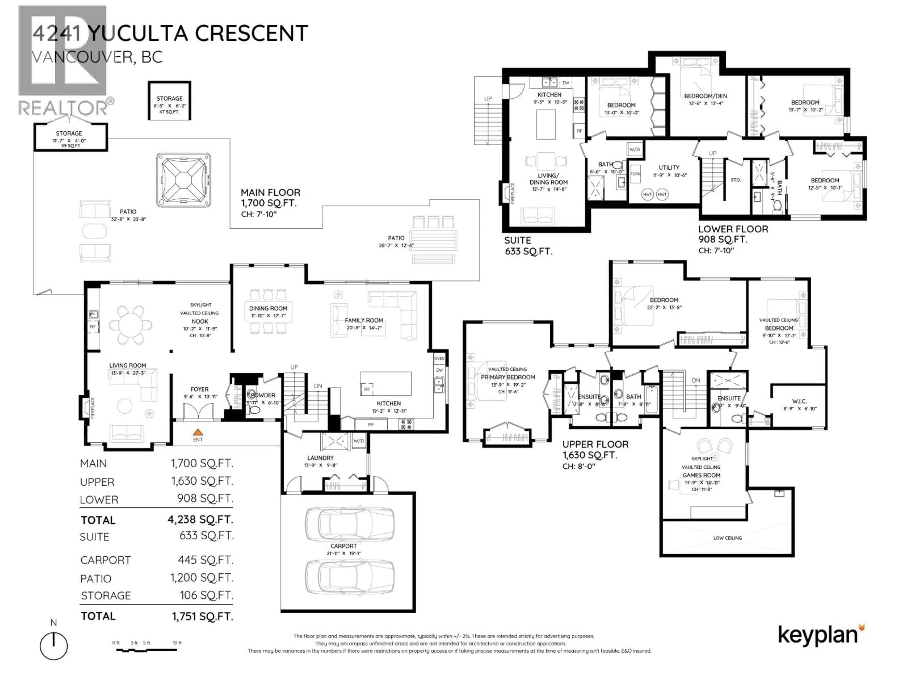 Floor plan for 4241 YUCULTA CRESCENT, Vancouver British Columbia V6N4A9
