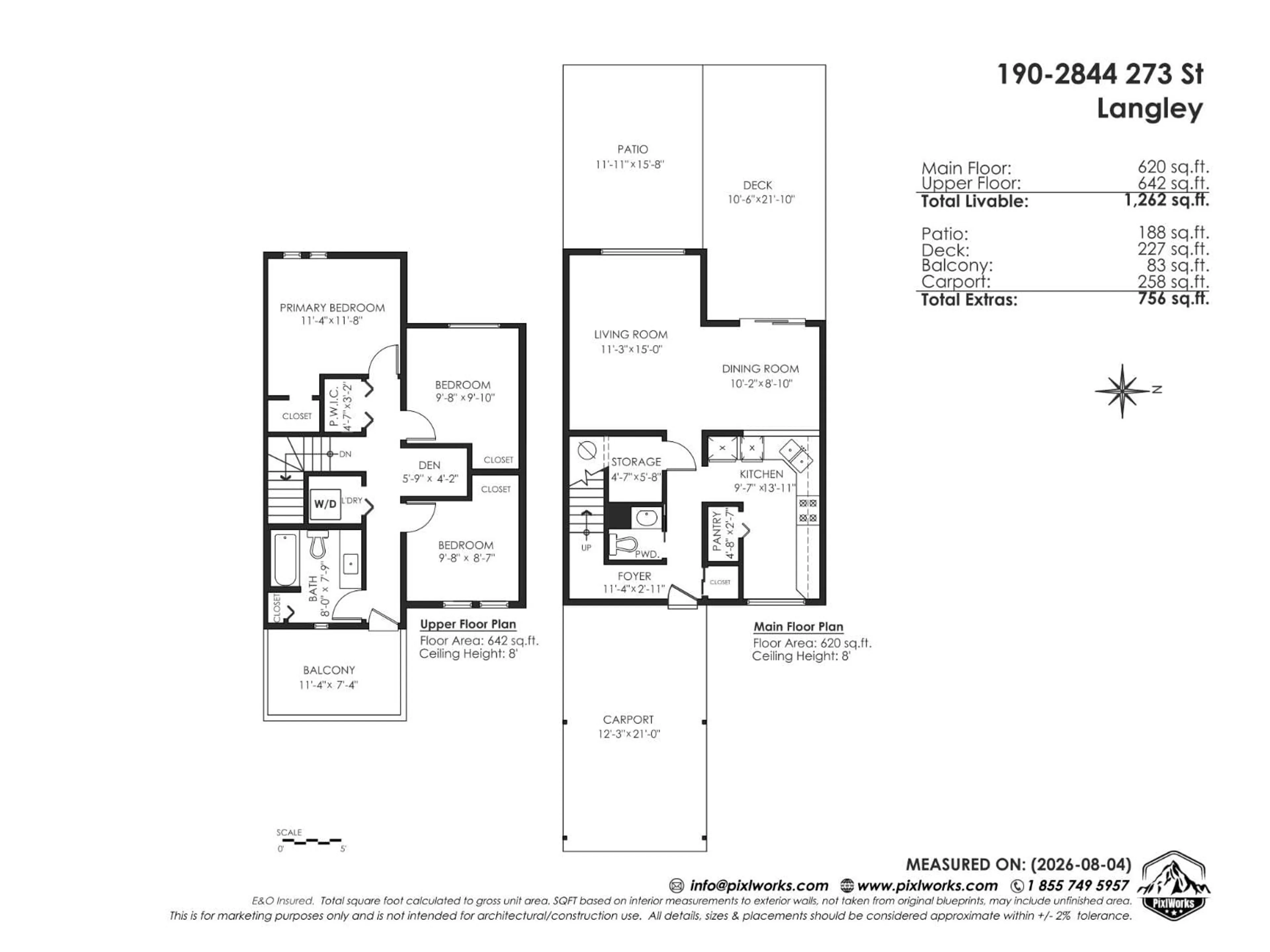 Floor plan for 190 - 2844 273 STREET, Langley British Columbia V4W3S7