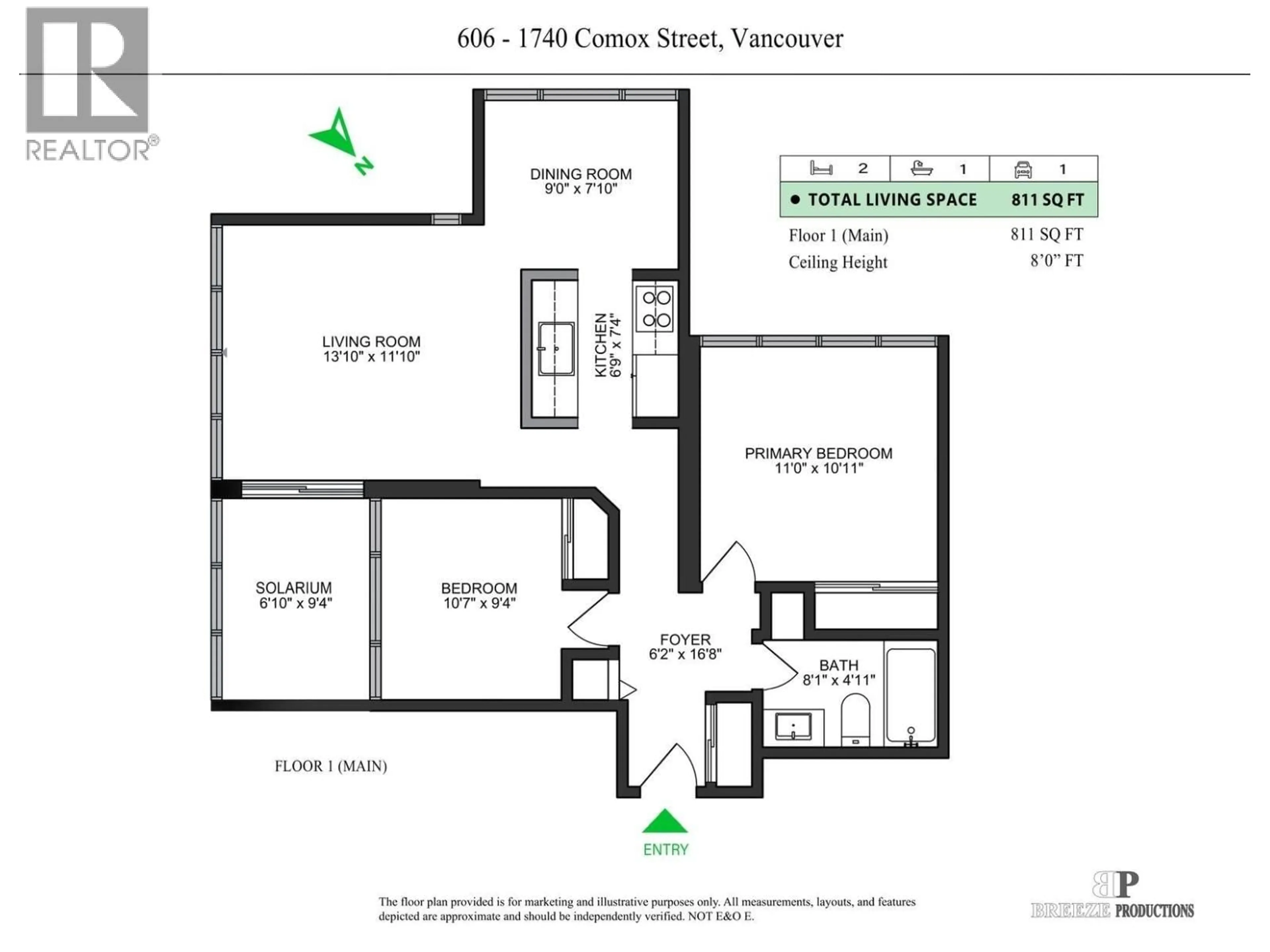 Floor plan for 606 - 1740 COMOX STREET, Vancouver British Columbia V6G2Z1