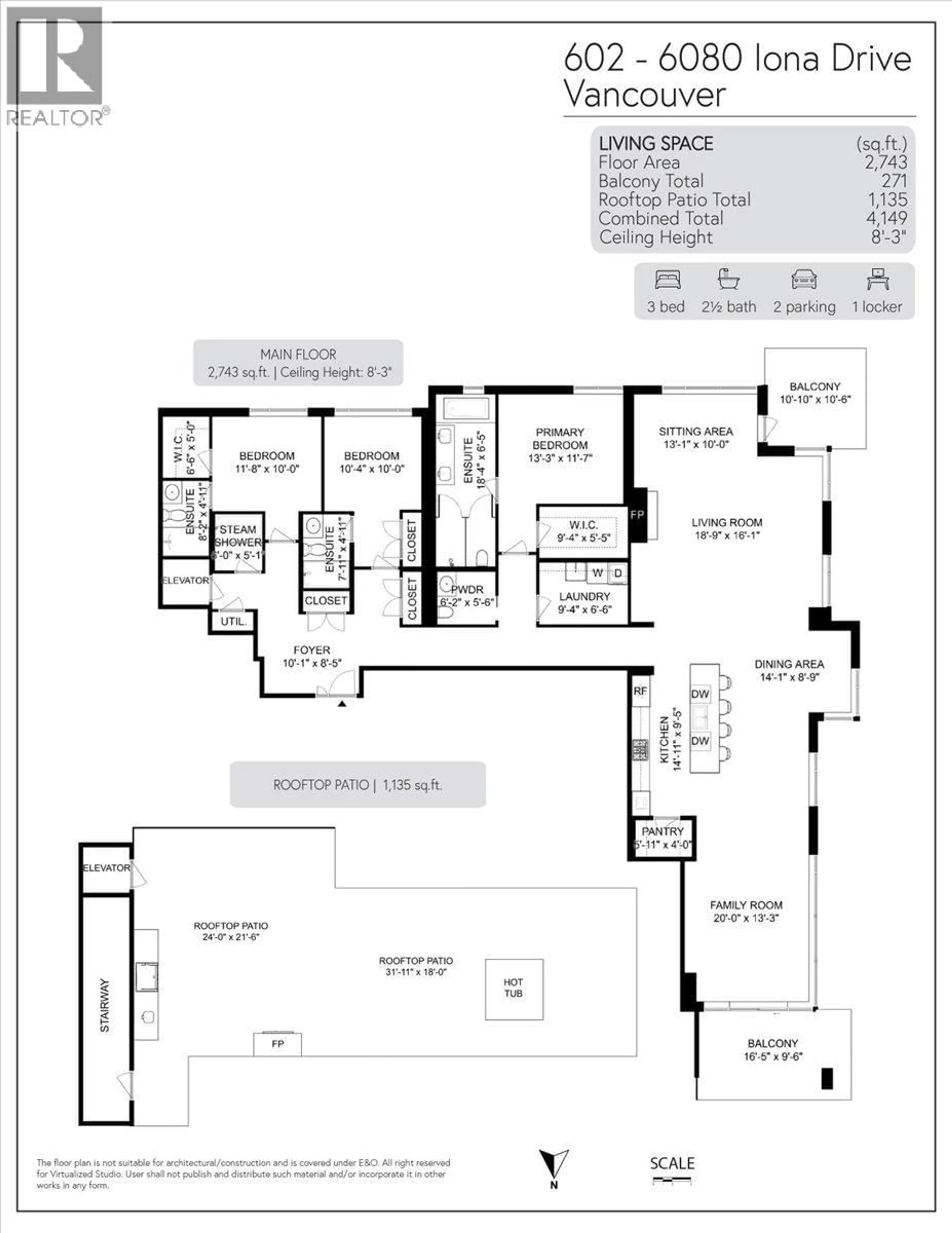 Floor plan for 602 - 6080 IONA DRIVE, Vancouver British Columbia V6T0A4