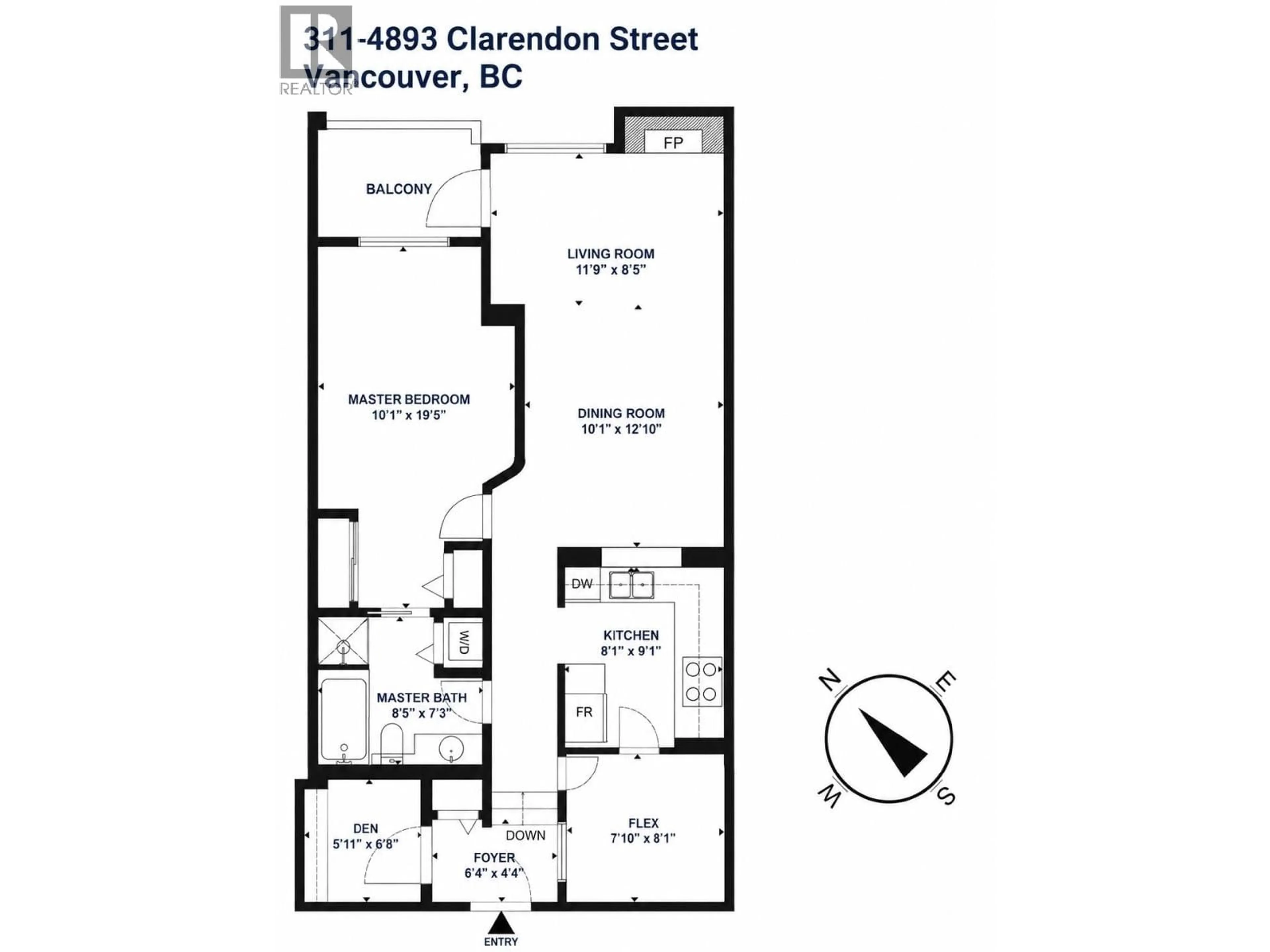 Floor plan for 311 - 4893 CLARENDON STREET, Vancouver British Columbia V5R3J3