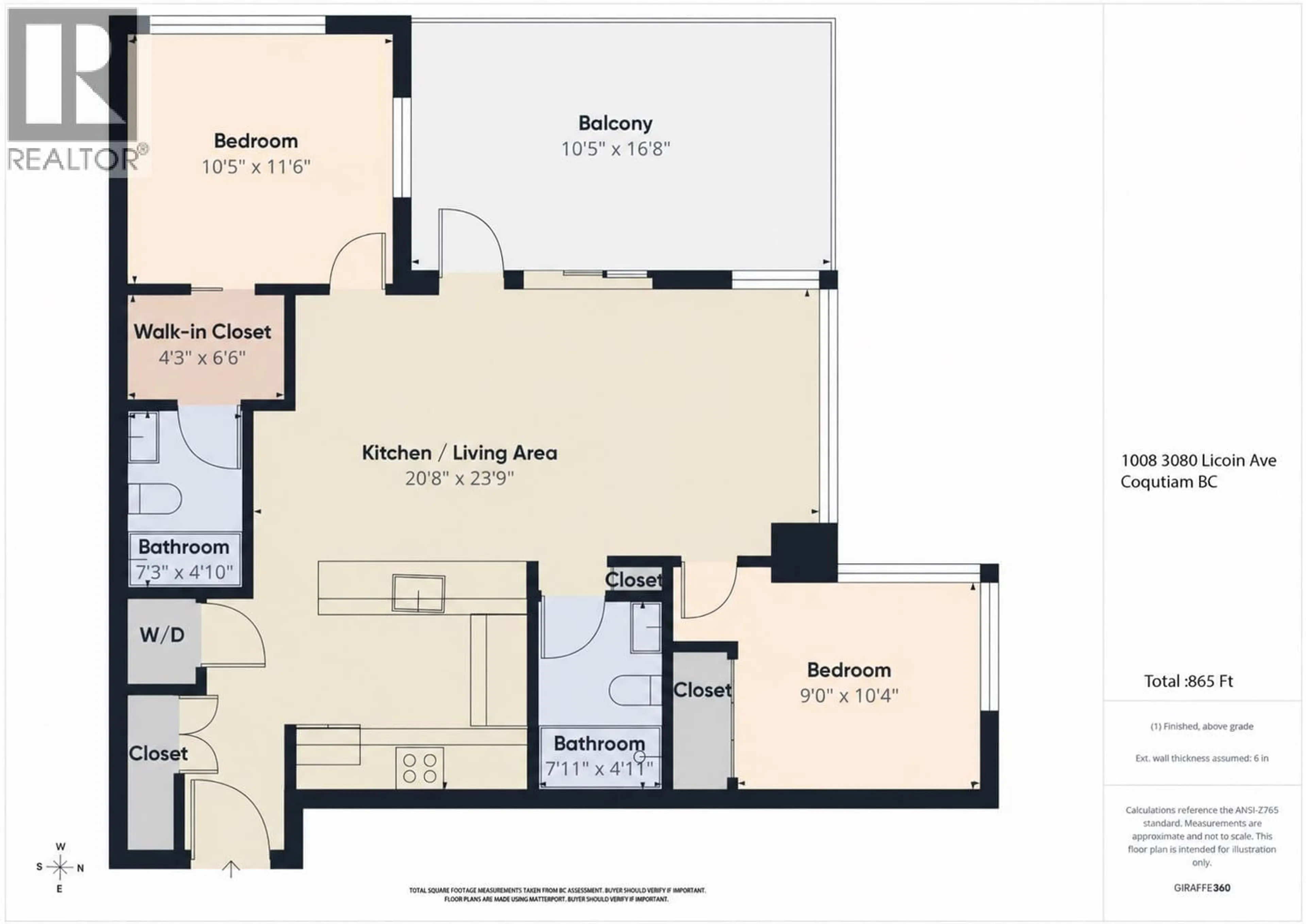 Floor plan for 1008 - 3080 LINCOLN AVENUE, Coquitlam British Columbia V3B0L9