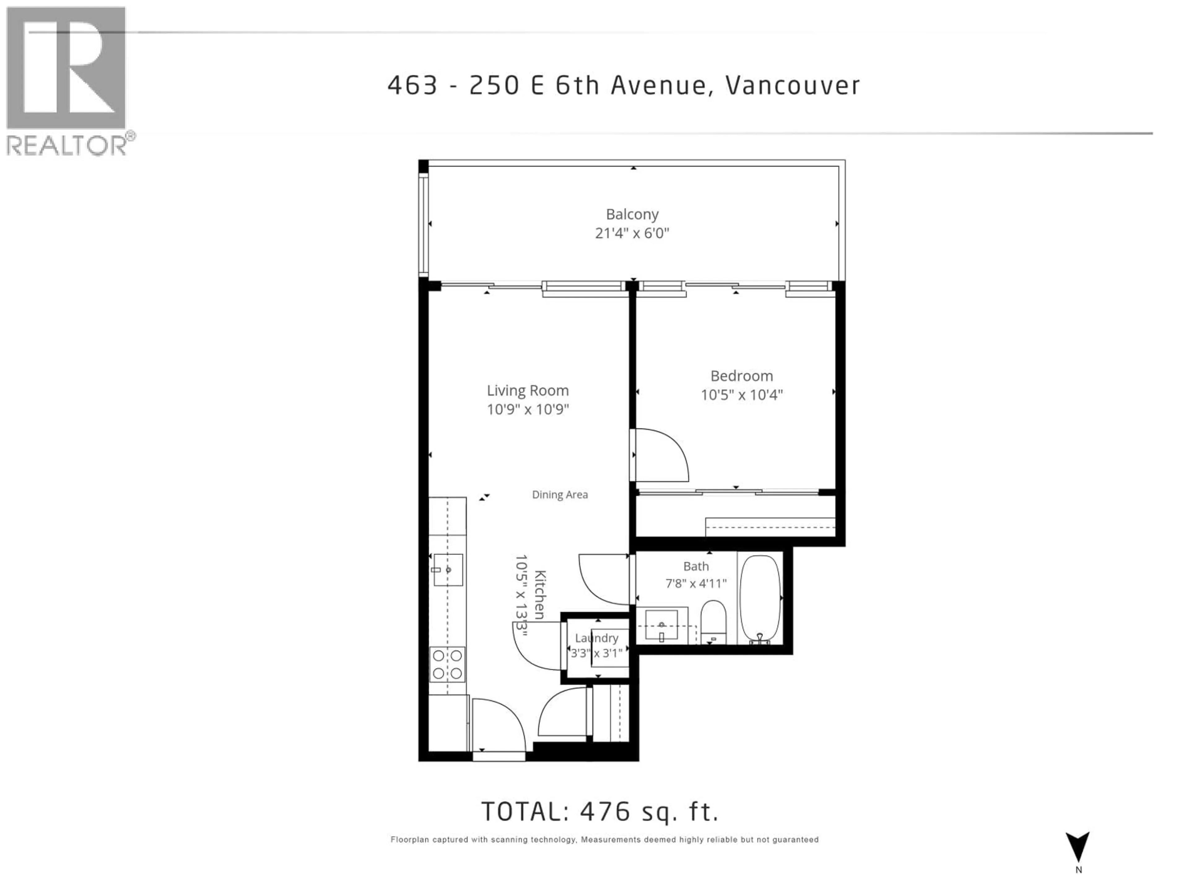 Floor plan for 463 - 250 6 STREET, Vancouver British Columbia V5T0B7