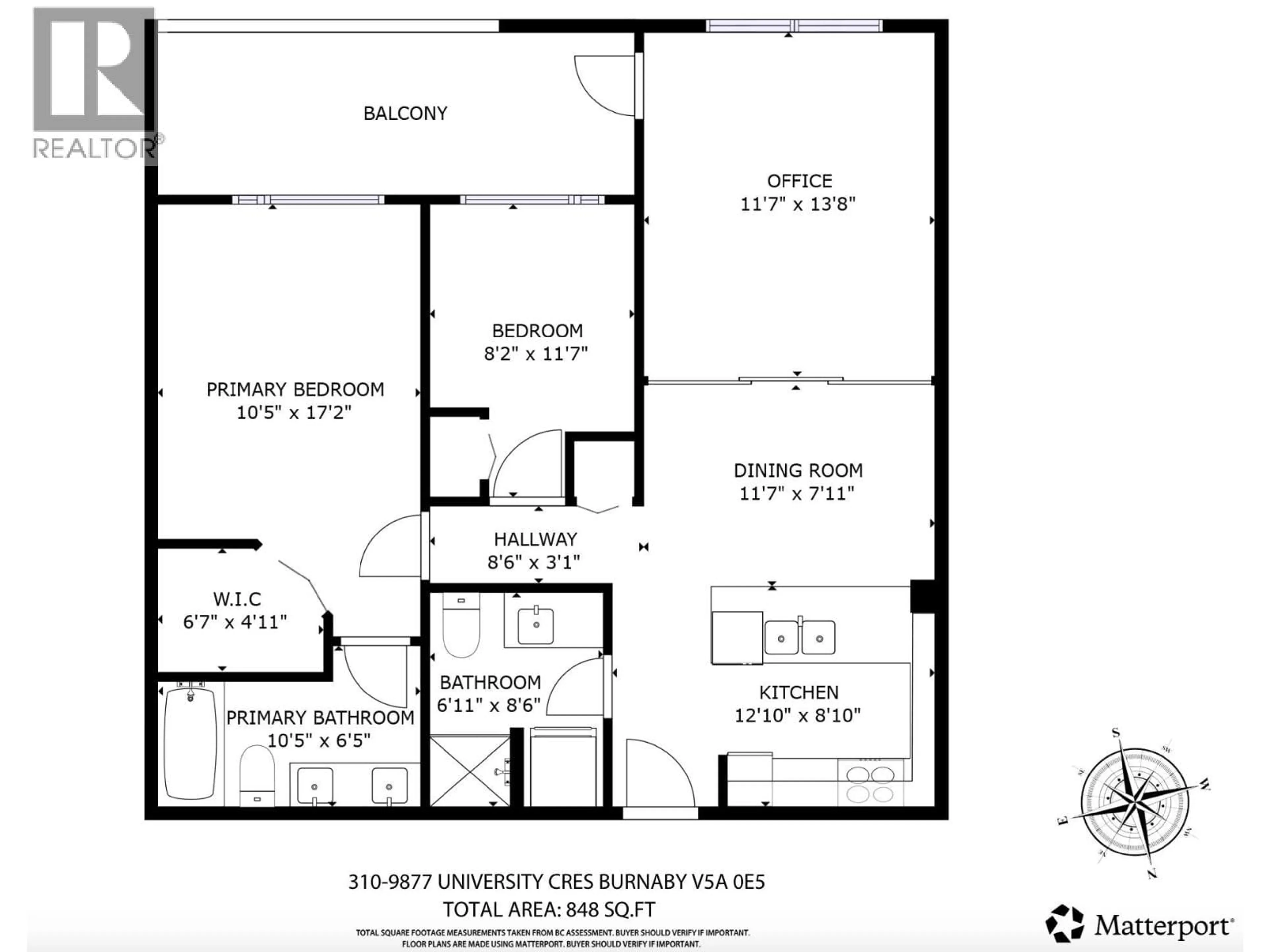 Floor plan for 310 - 9877 UNIVERSITY CRESCENT, Burnaby British Columbia V5A0E5