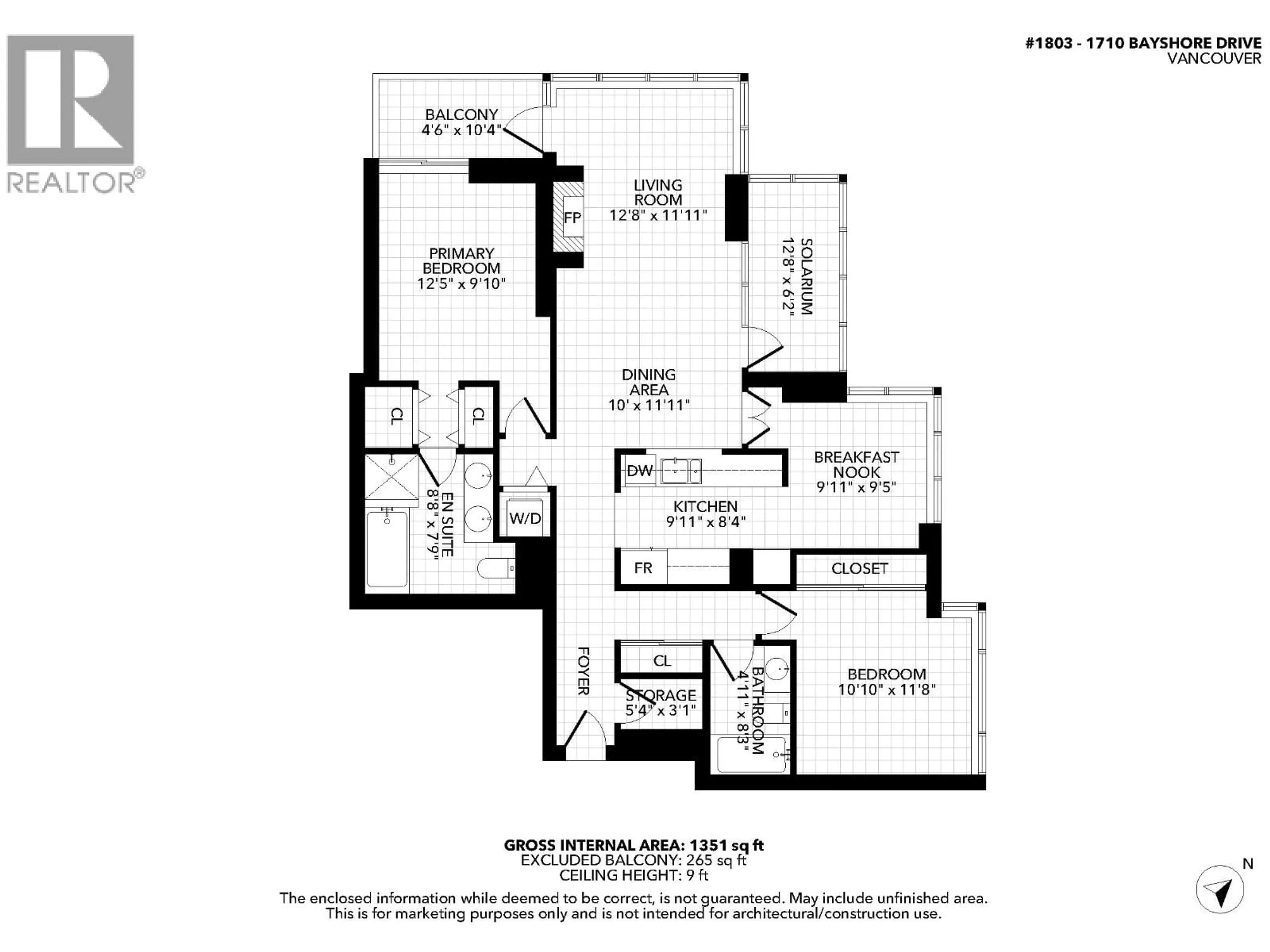 Floor plan for 1803 - 1710 BAYSHORE DRIVE, Vancouver British Columbia V6G3G4