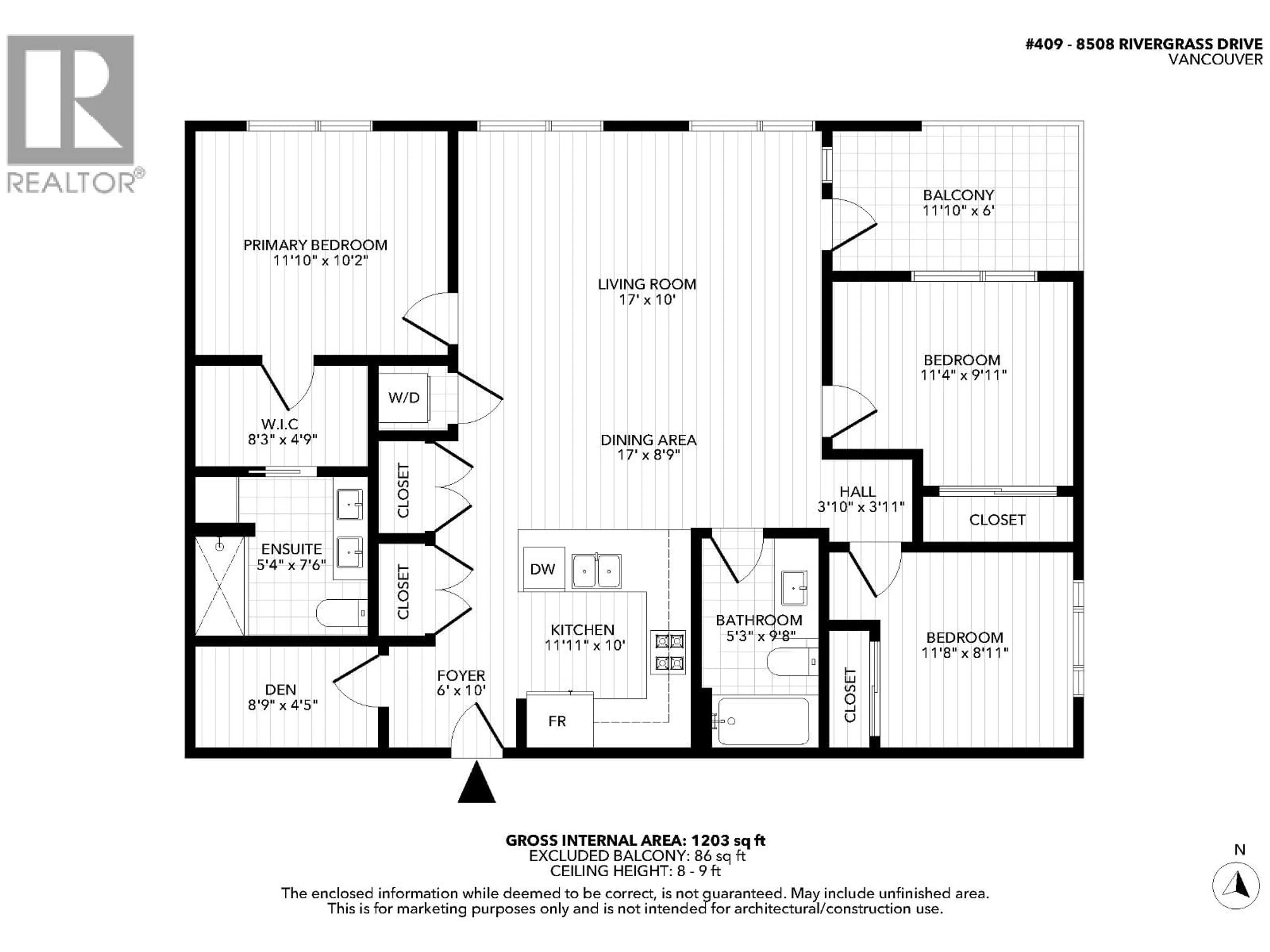 Floor plan for 409 - 8508 RIVERGRASS DRIVE, Vancouver British Columbia V5S0H7