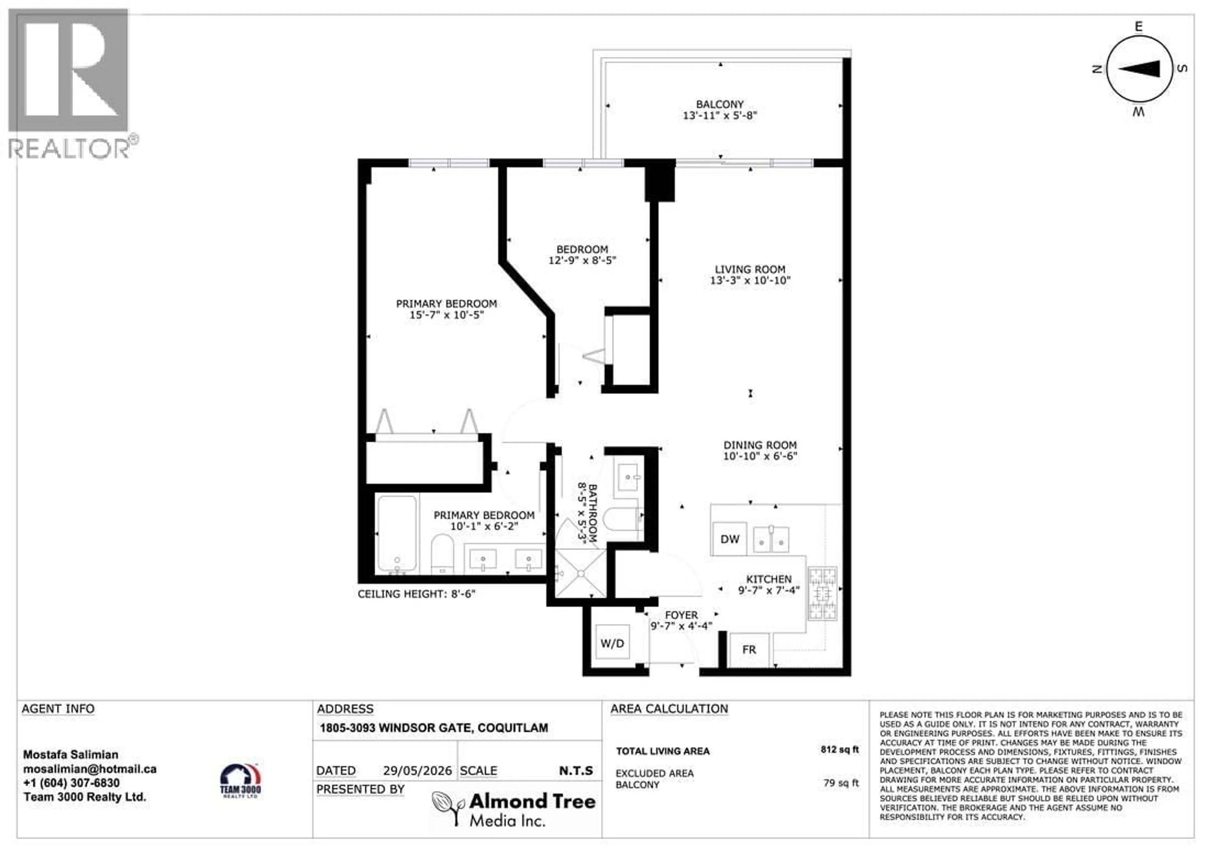 Floor plan for 1805 - 3093 WINDSOR GATE, Coquitlam British Columbia V3B0N2