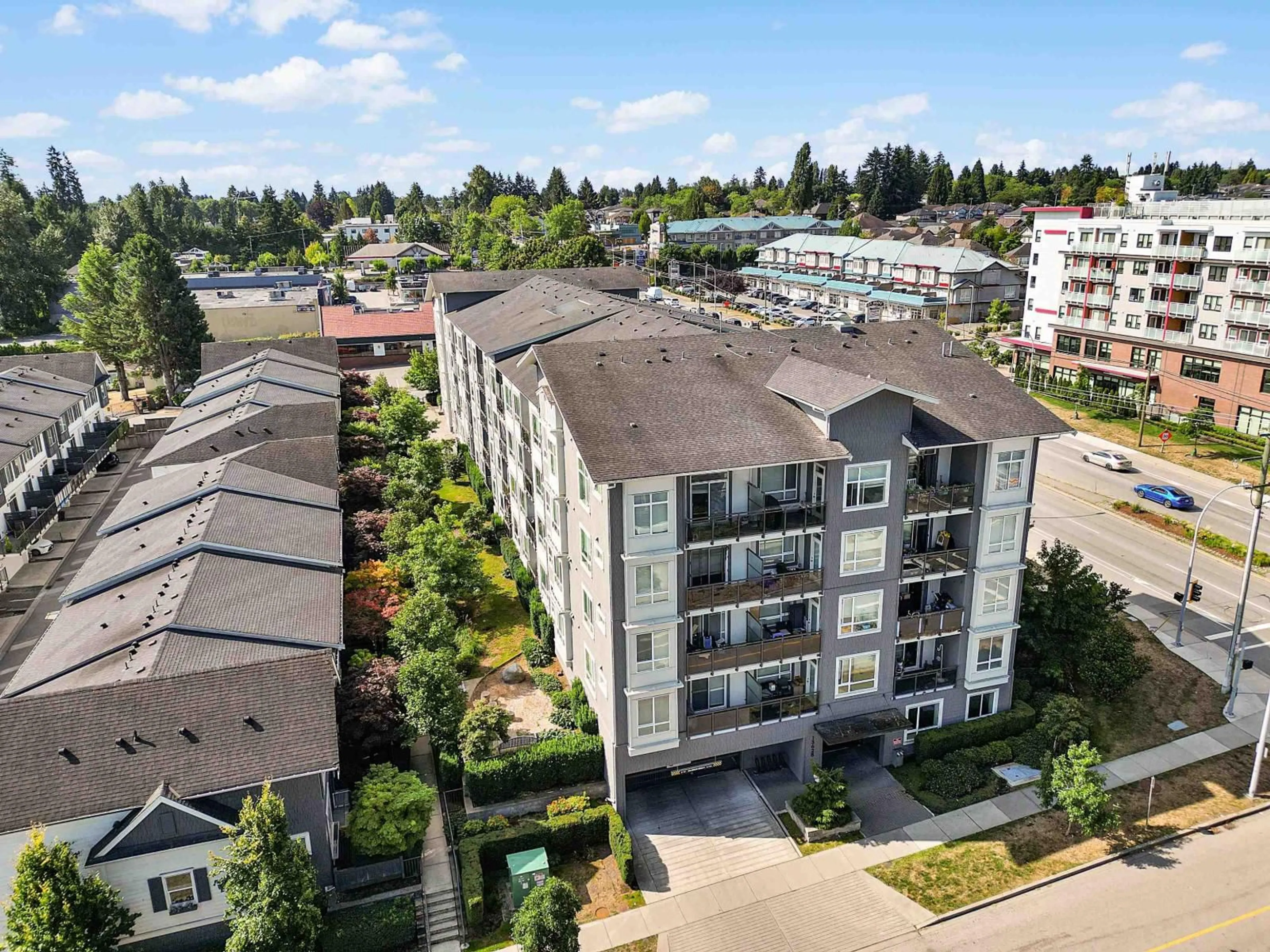 A pic from outside/outdoor area/front of a property/back of a property/a pic from drone, city buildings view from balcony for 106 - 13628 81A AVENUE, Surrey British Columbia V3W3E2