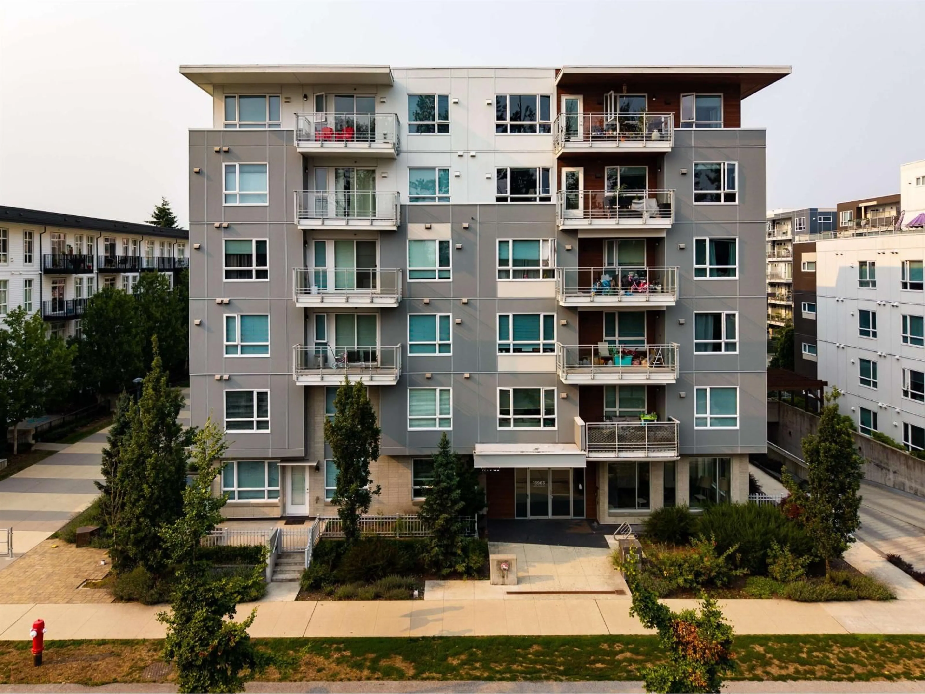 A pic from outside/outdoor area/front of a property/back of a property/a pic from drone, city buildings view from balcony for 218 - 13963 105 BOULEVARD, Surrey British Columbia V3T0M9