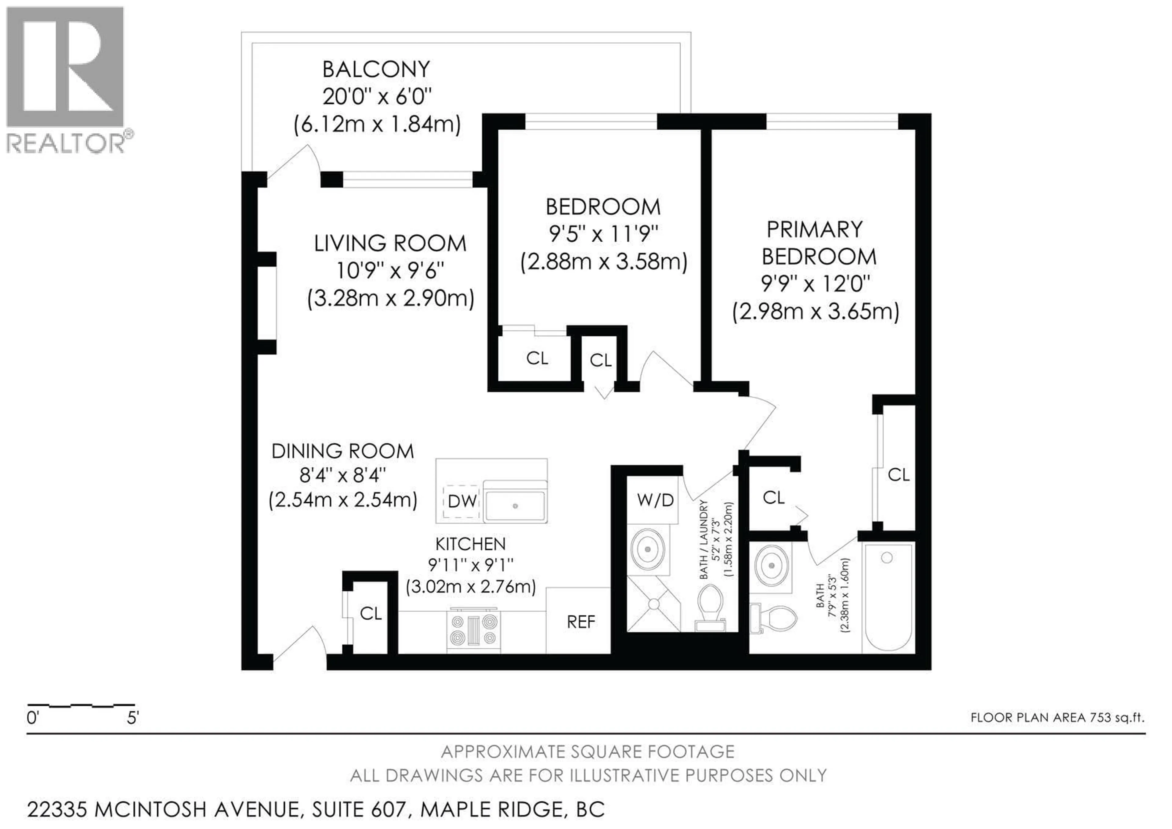 Floor plan for 607 - 22335 MCINTOSH AVENUE, Maple Ridge British Columbia V2X3C2
