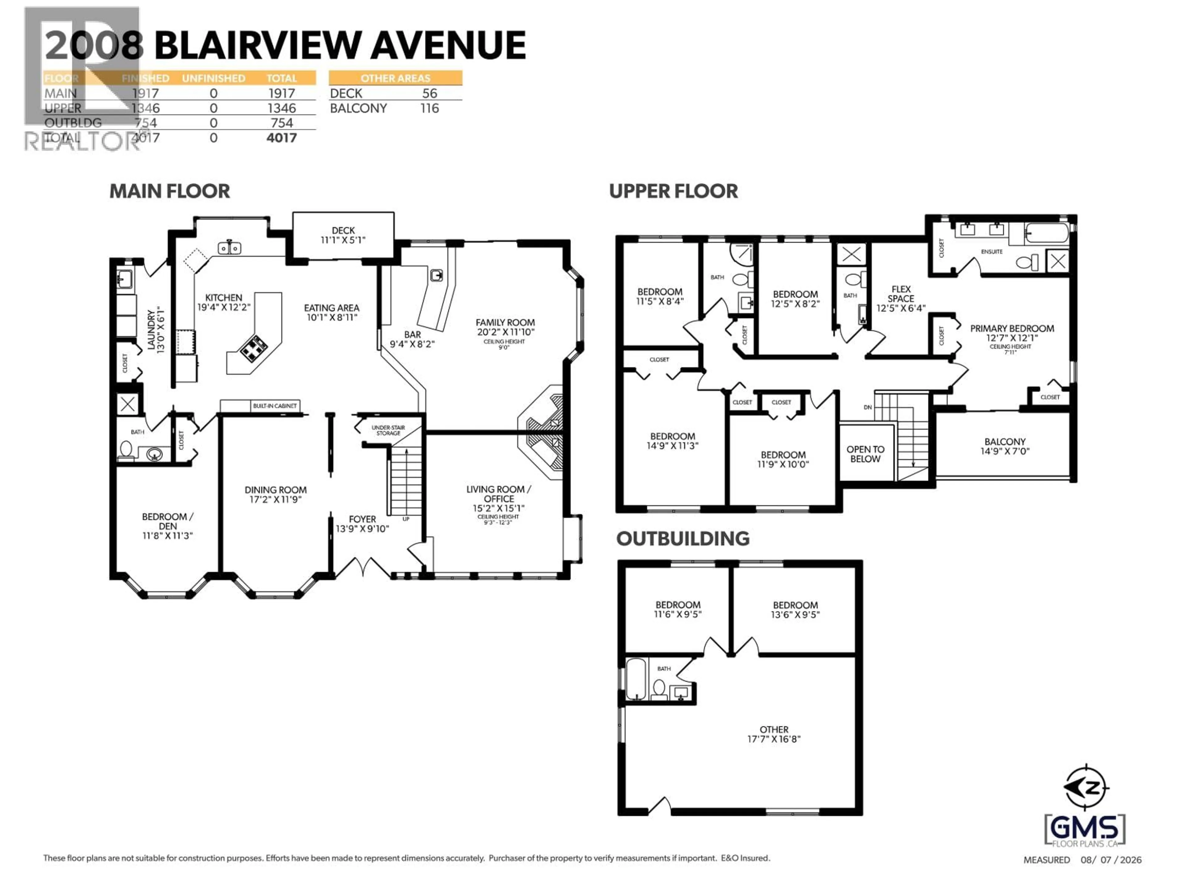 Floor plan for 2008 BLAIRVIEW AVENUE, North Vancouver British Columbia V7H2N4