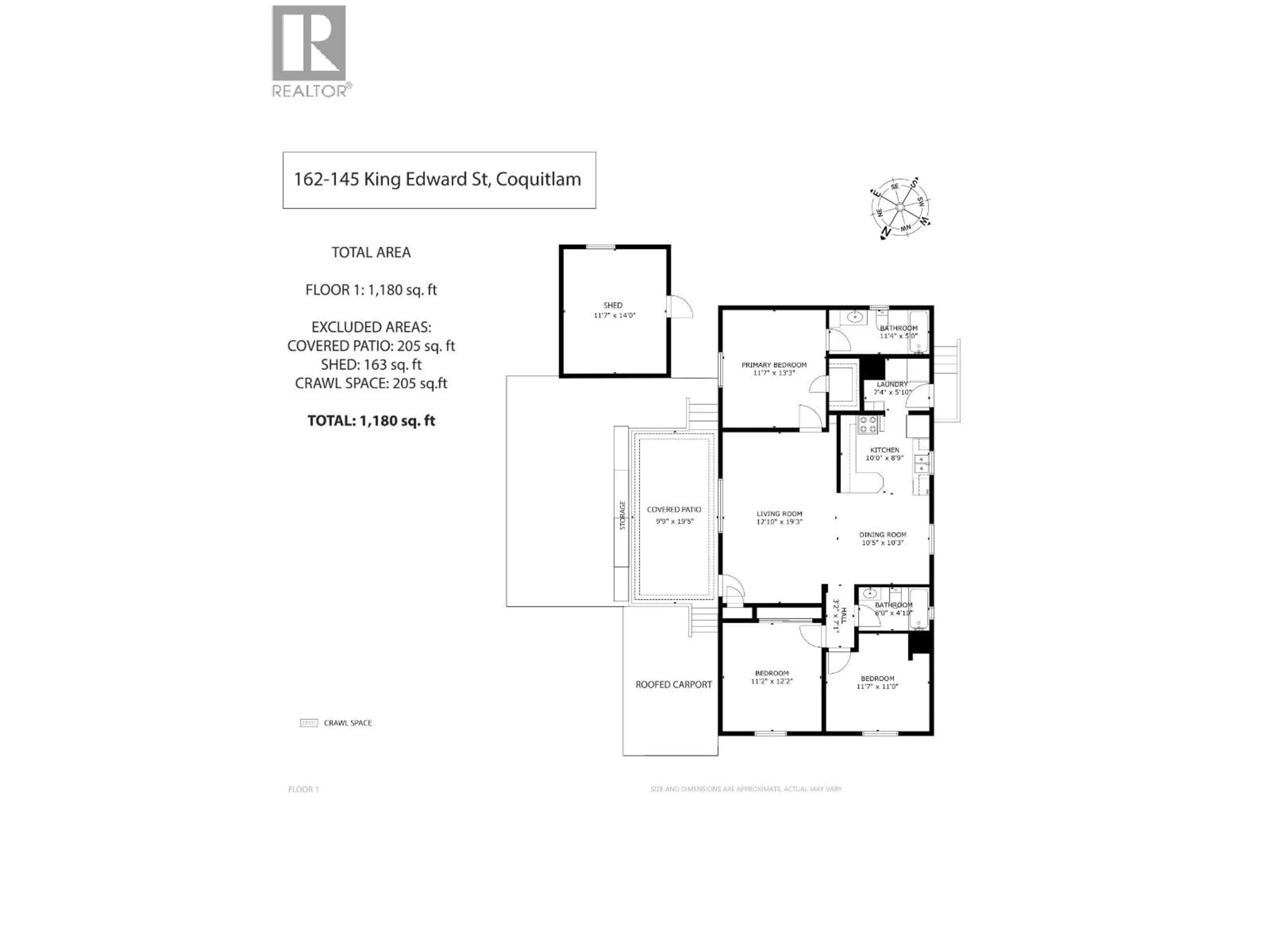 Floor plan for 162 - 145 KING EDWARD STREET, Coquitlam British Columbia V3K6M5