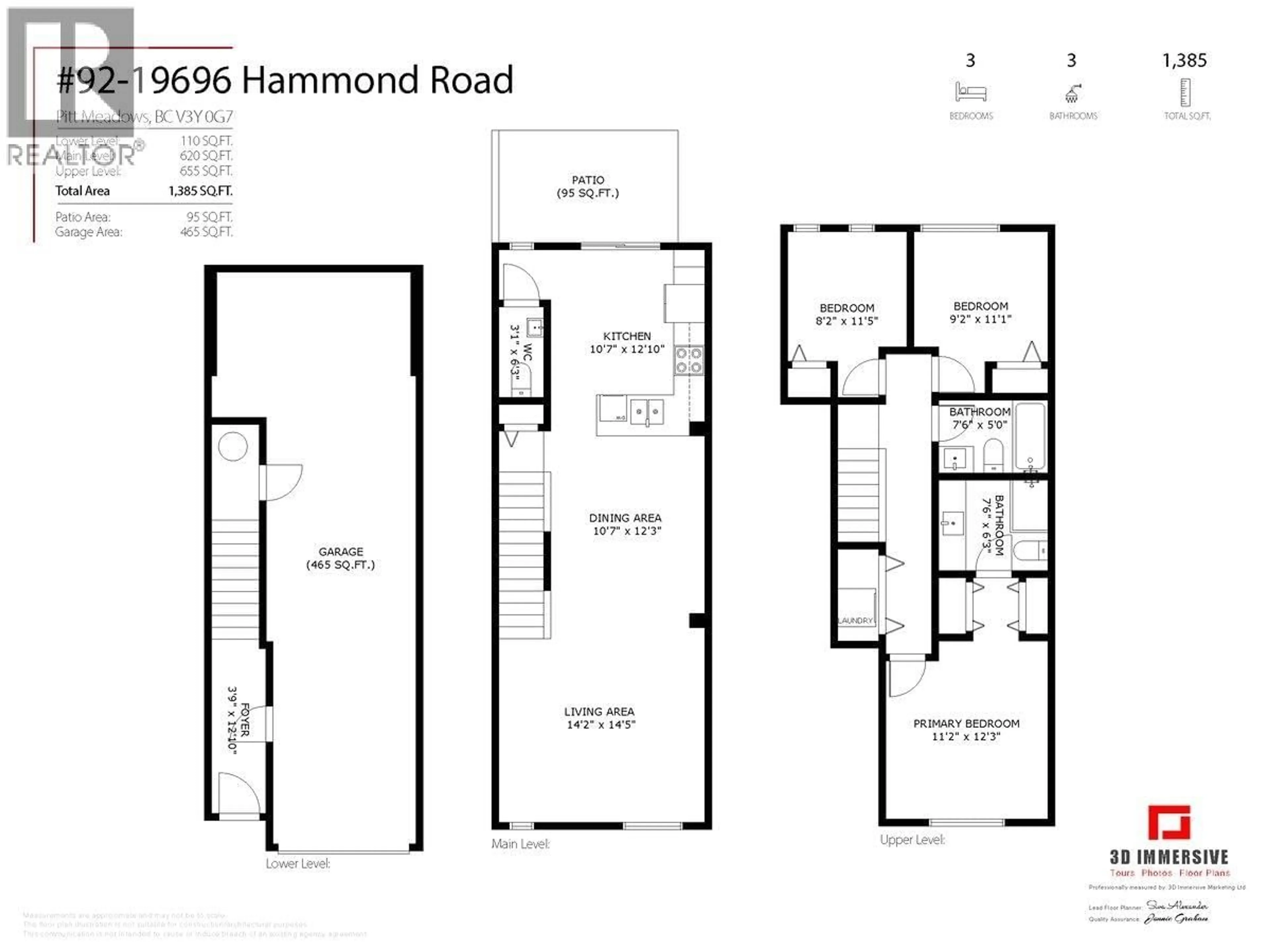 Floor plan for 92 - 19696 HAMMOND ROAD, Pitt Meadows British Columbia V3Y0G7