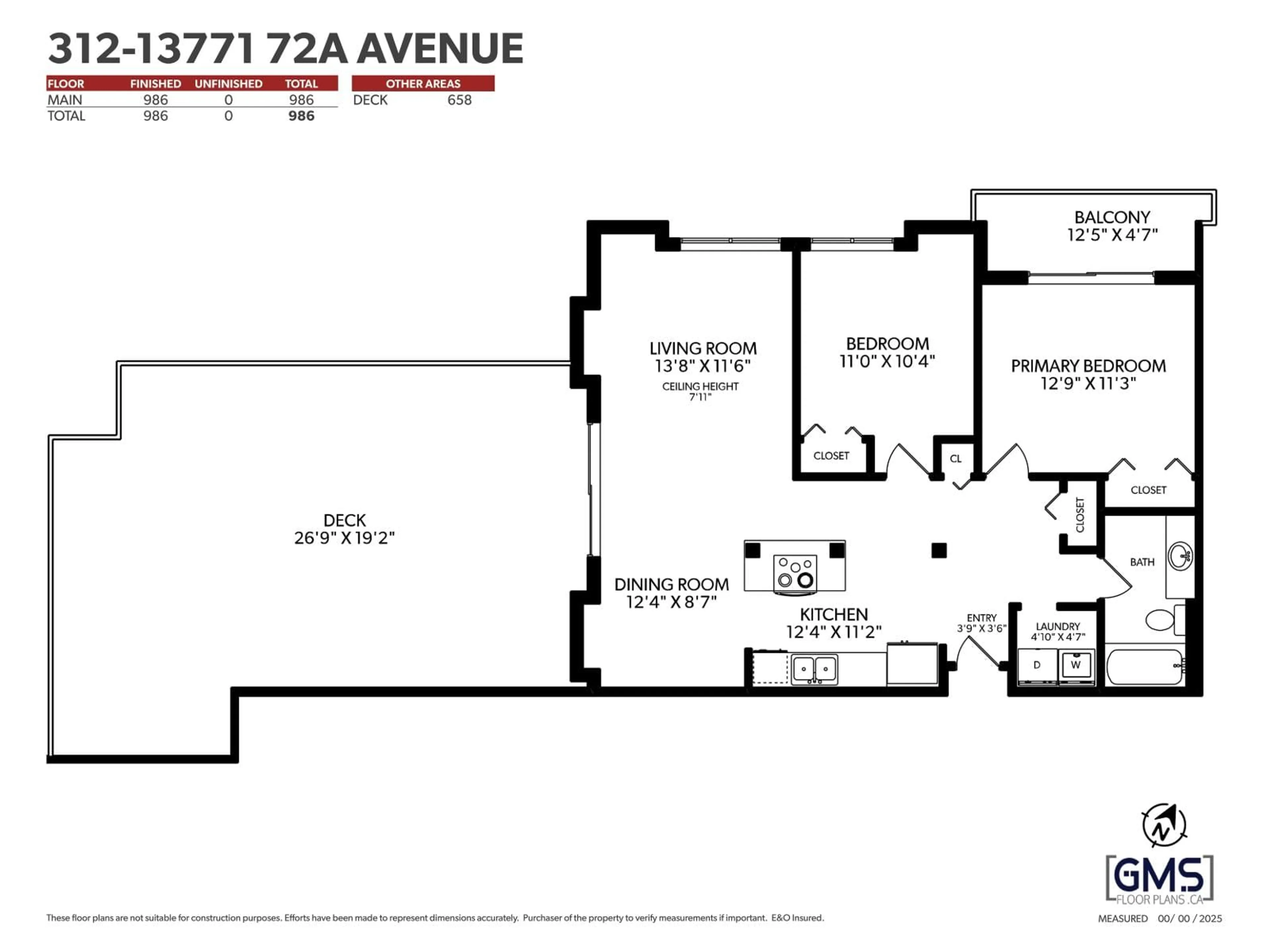 Floor plan for 312 - 13771 72A AVENUE, Surrey British Columbia V3W9C6