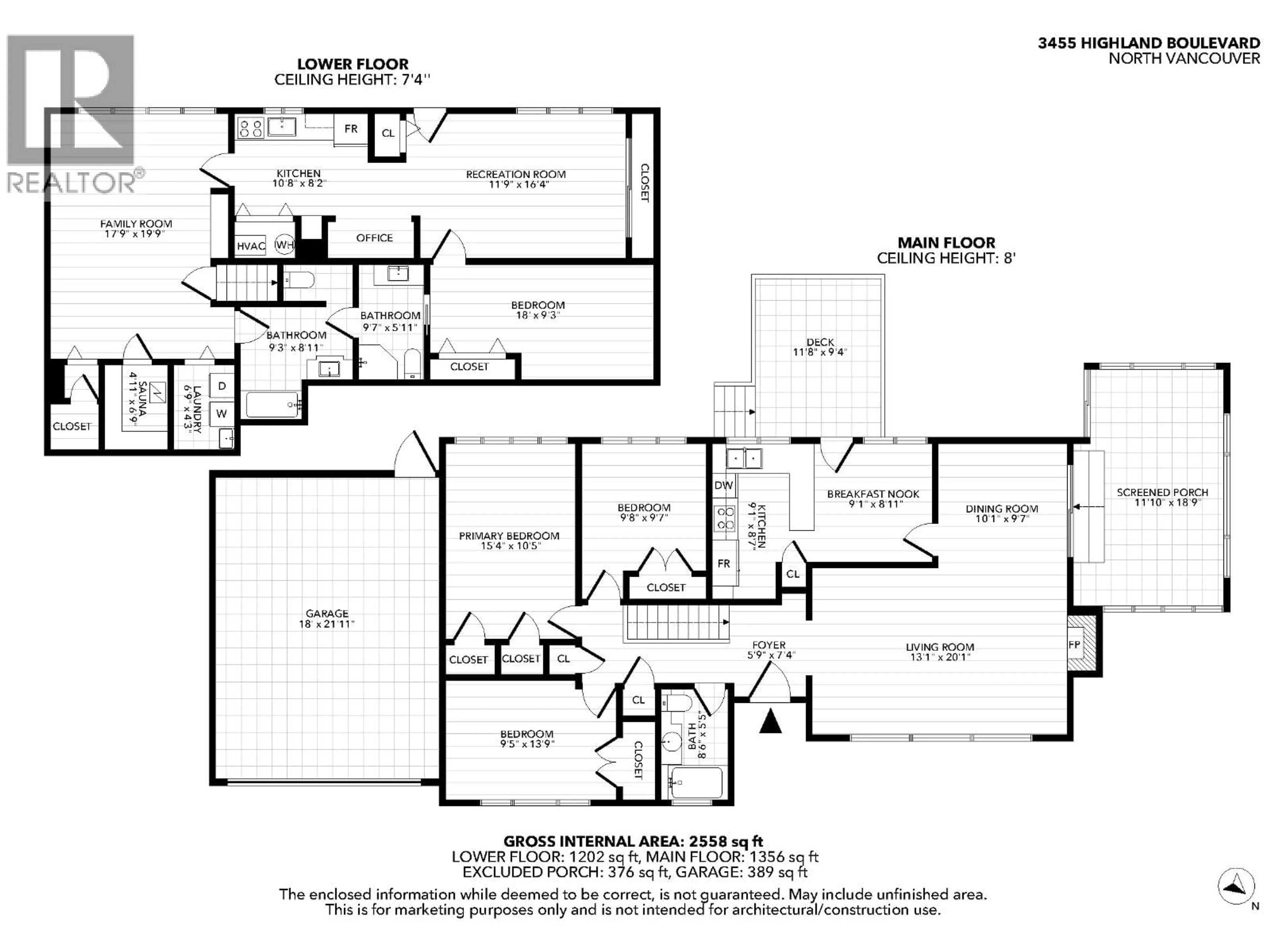 Floor plan for 3455 HIGHLAND BOULEVARD, North Vancouver British Columbia V7R2Y3