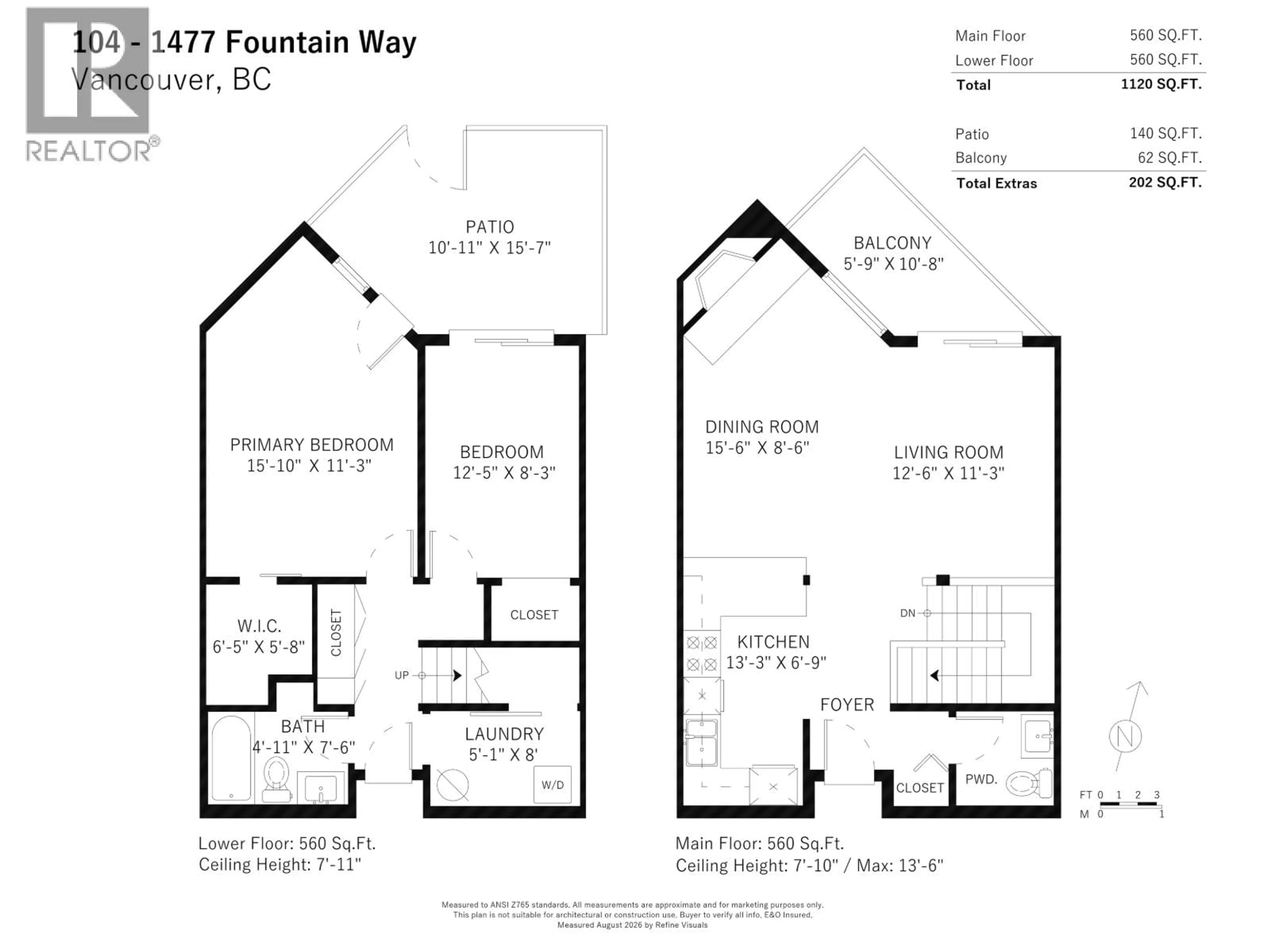 Floor plan for 104 - 1477 FOUNTAIN WAY, Vancouver British Columbia V6H3W9