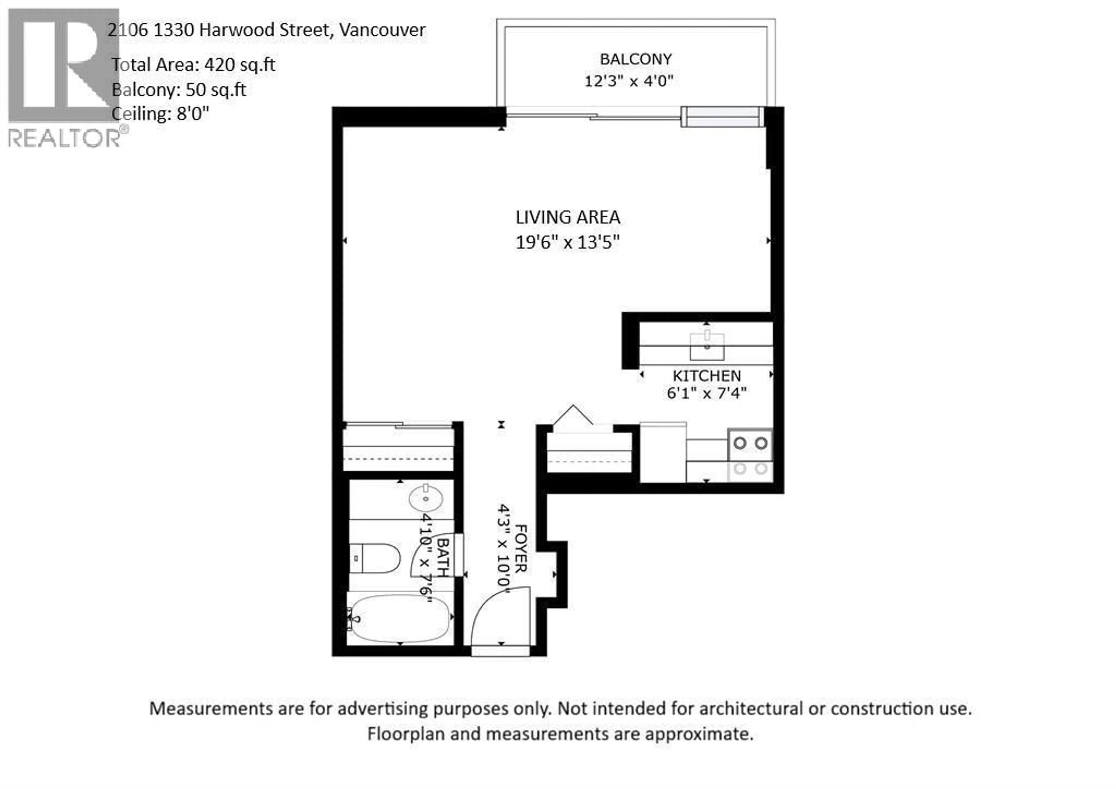 Floor plan for 2106 - 1330 HARWOOD STREET, Vancouver British Columbia V6E1S8