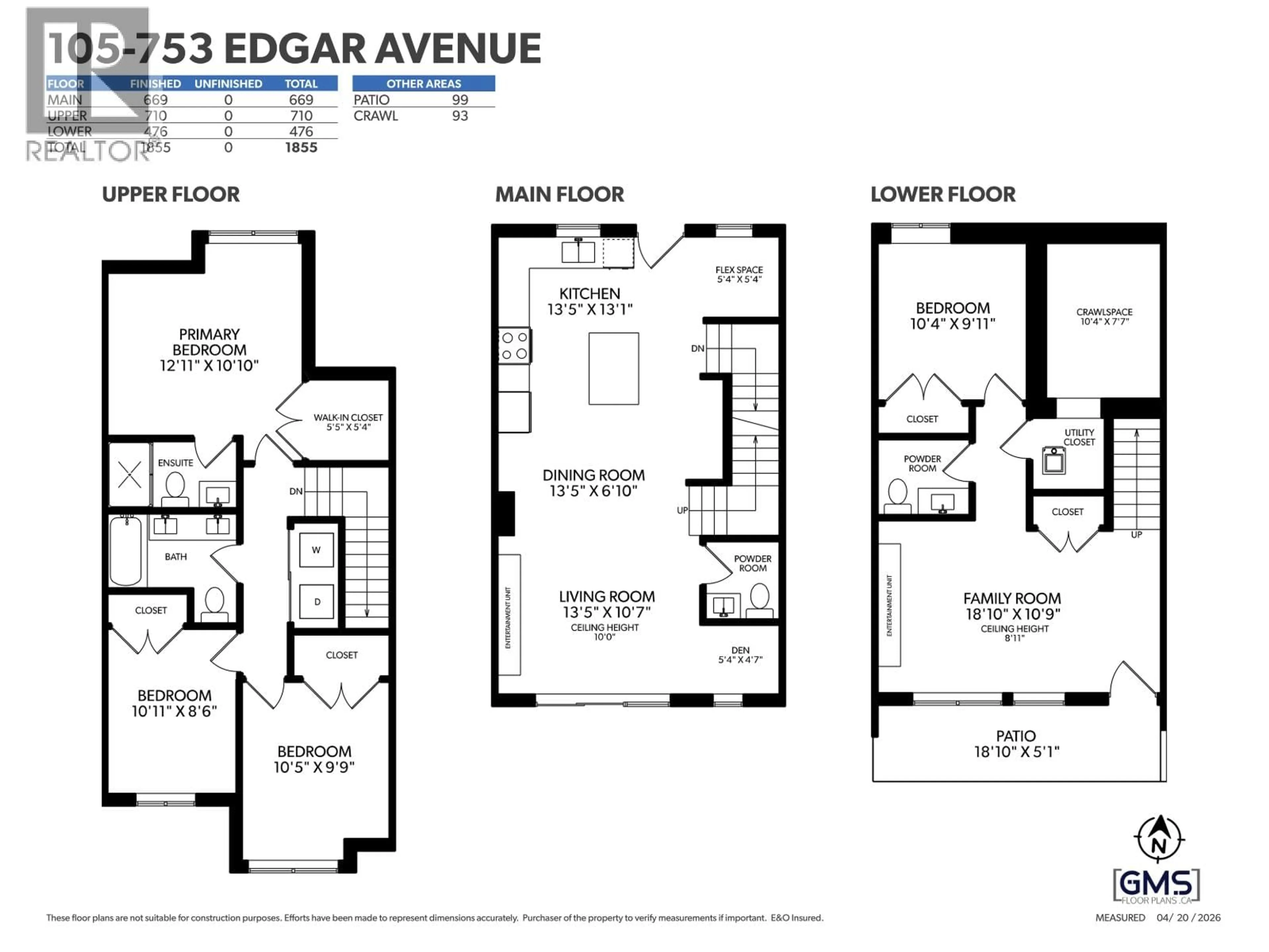 Floor plan for 105 - 753 EDGAR AVENUE, Coquitlam British Columbia V3K2J3