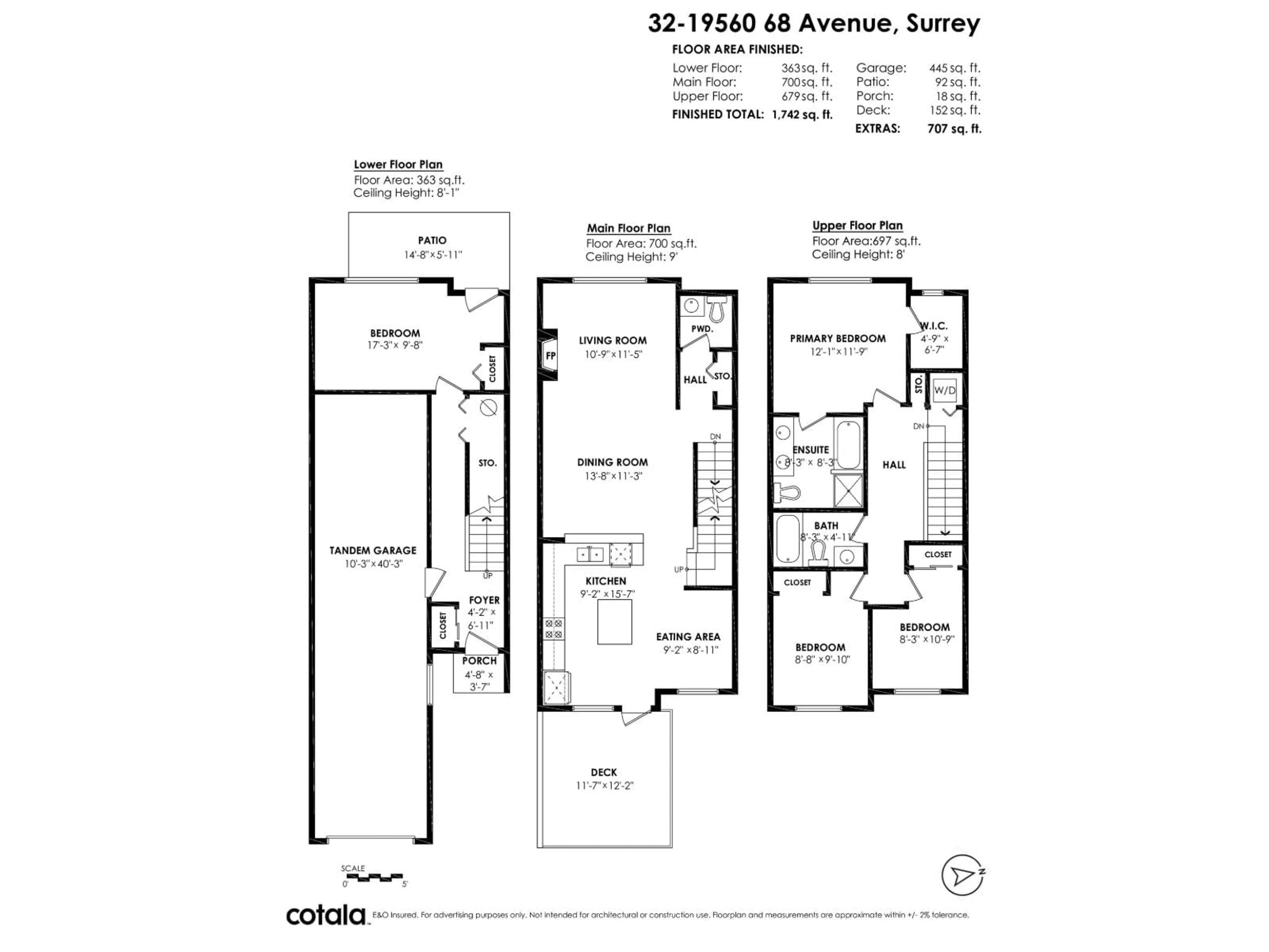 Floor plan for 32 - 19560 68 AVENUE, Surrey British Columbia V4N5Y5