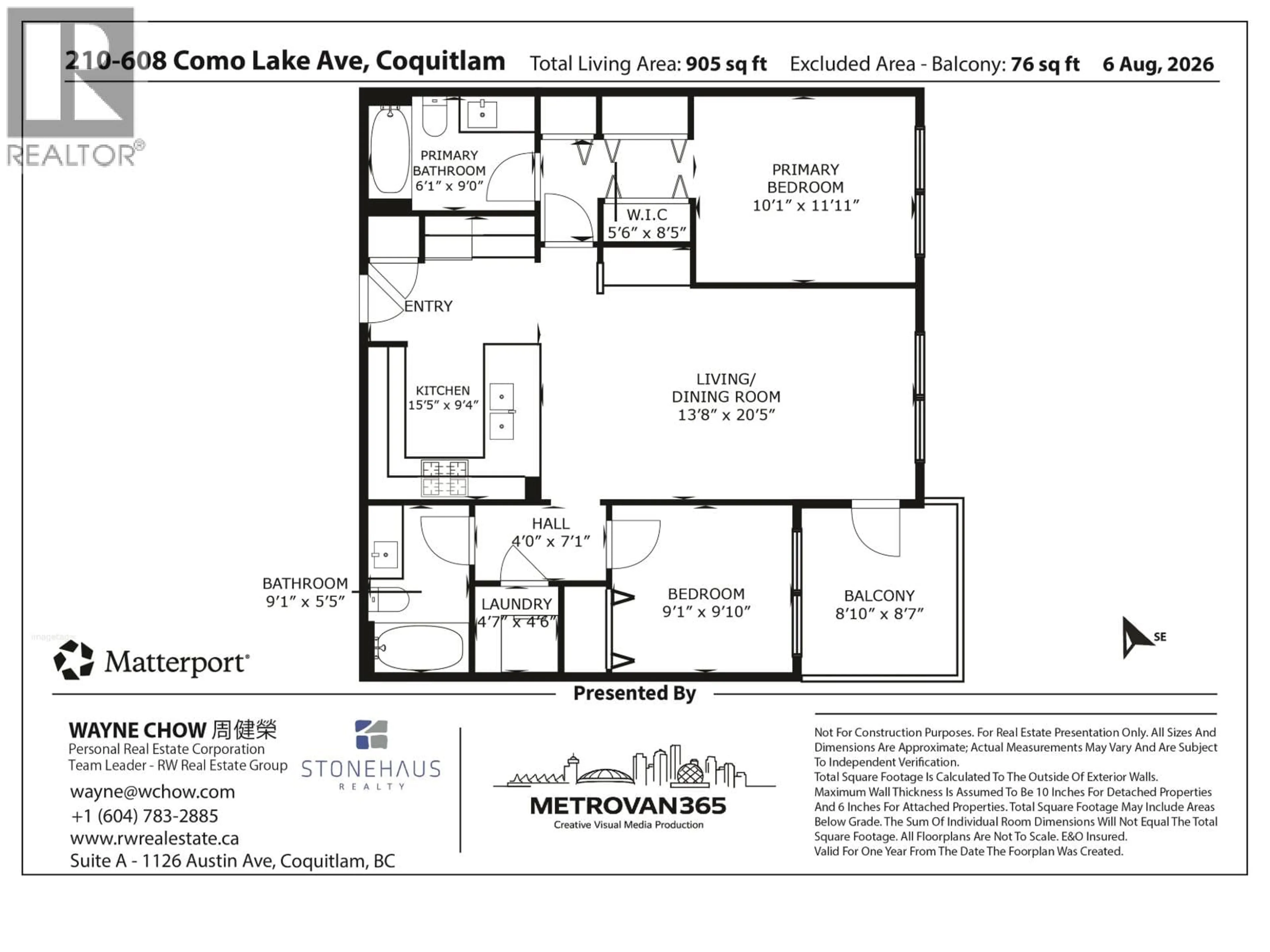 Floor plan for 210 - 608 COMO LAKE AVENUE, Coquitlam British Columbia V3J0B2