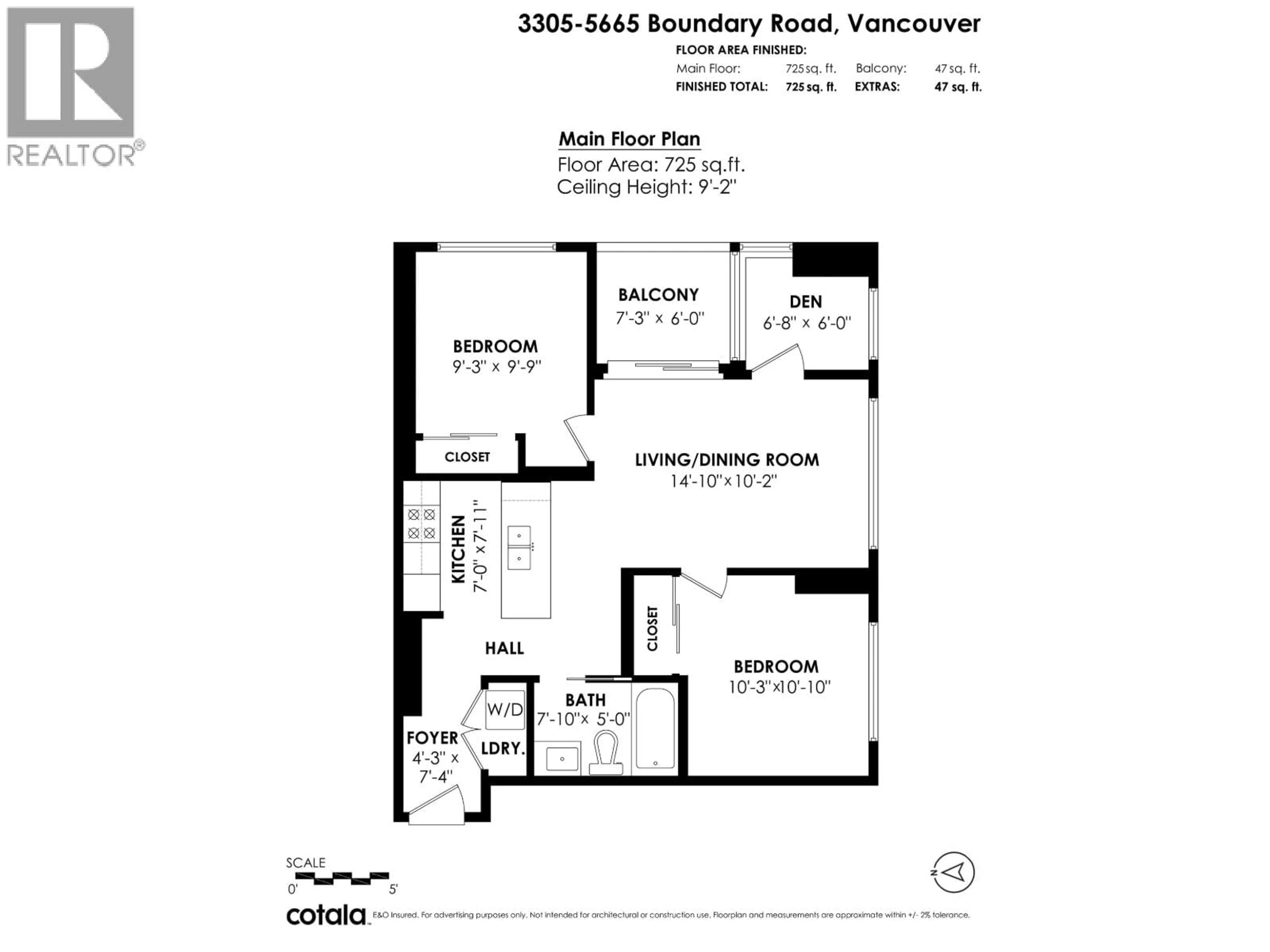 Floor plan for 3305 - 5665 BOUNDARY ROAD, Vancouver British Columbia V5R0E4