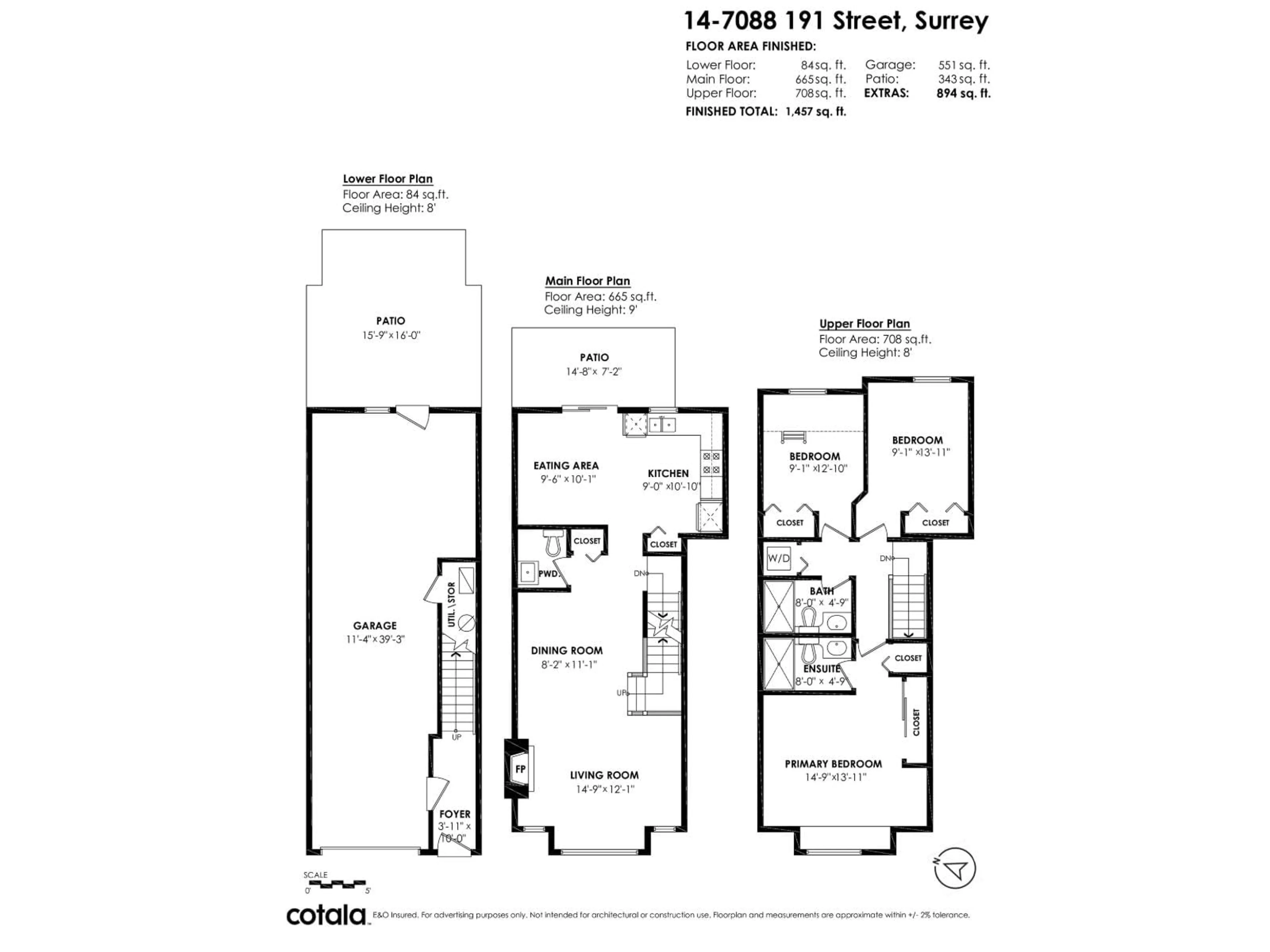 Floor plan for 14 - 7088 191 STREET, Surrey British Columbia V4N0B4