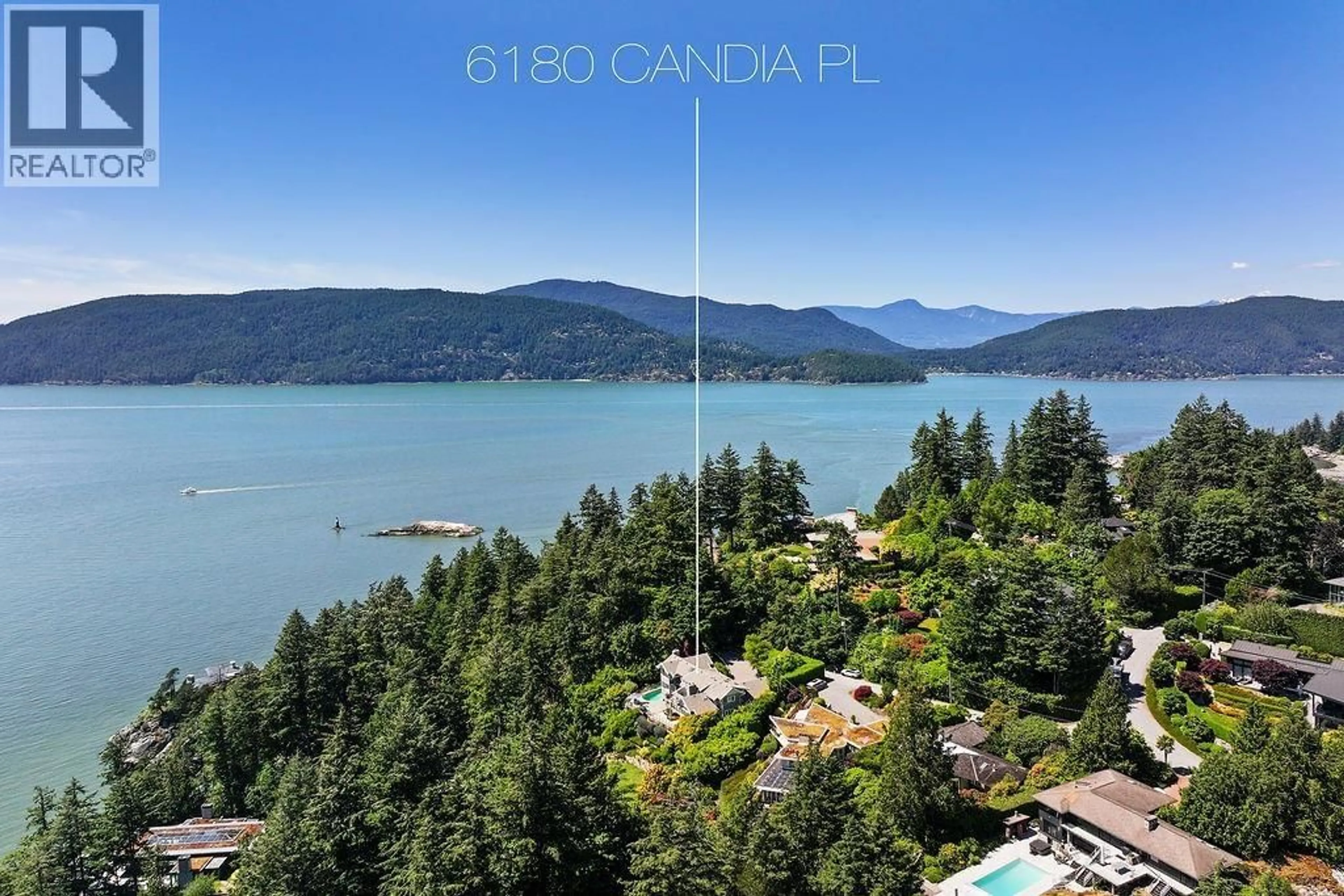 A pic from outside/outdoor area/front of a property/back of a property/a pic from drone, water/lake/river/ocean view for 6180 CANDIA PLACE, West Vancouver British Columbia V7W1Y1