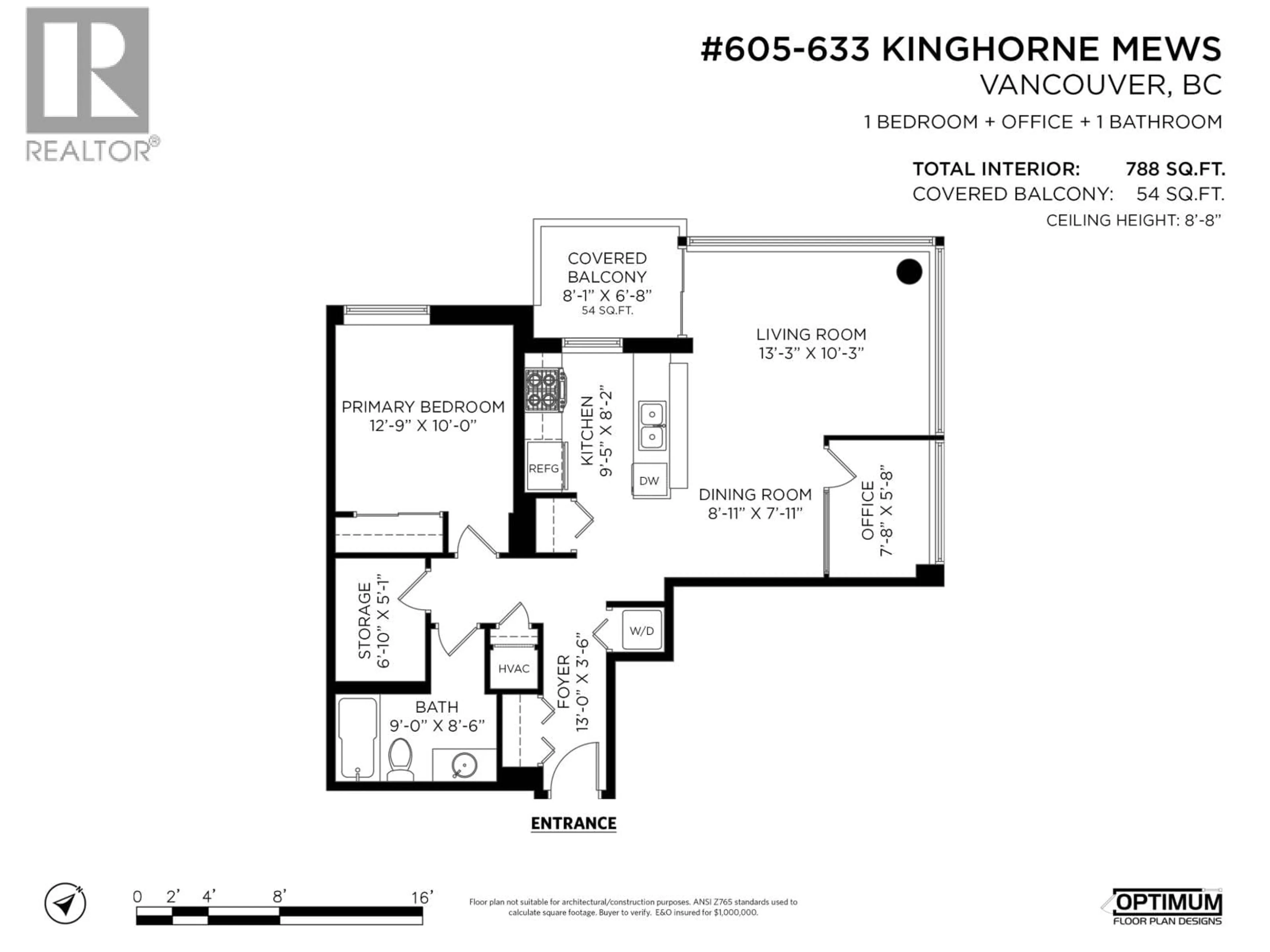Floor plan for 605 - 633 KINGHORNE MEWS, Vancouver British Columbia V6Z3H3